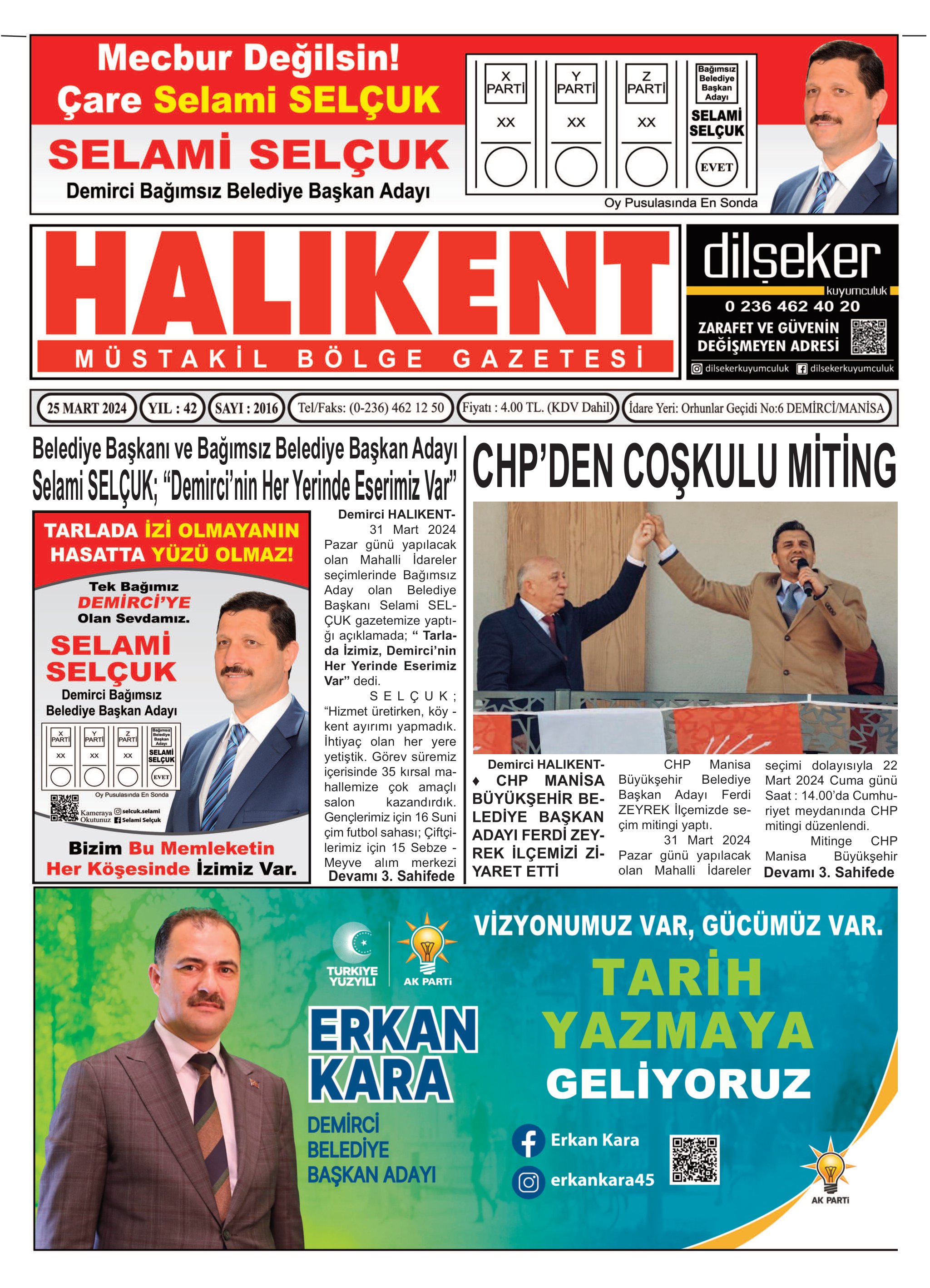 26 Mart 2024 Halikent Gazete Manşeti