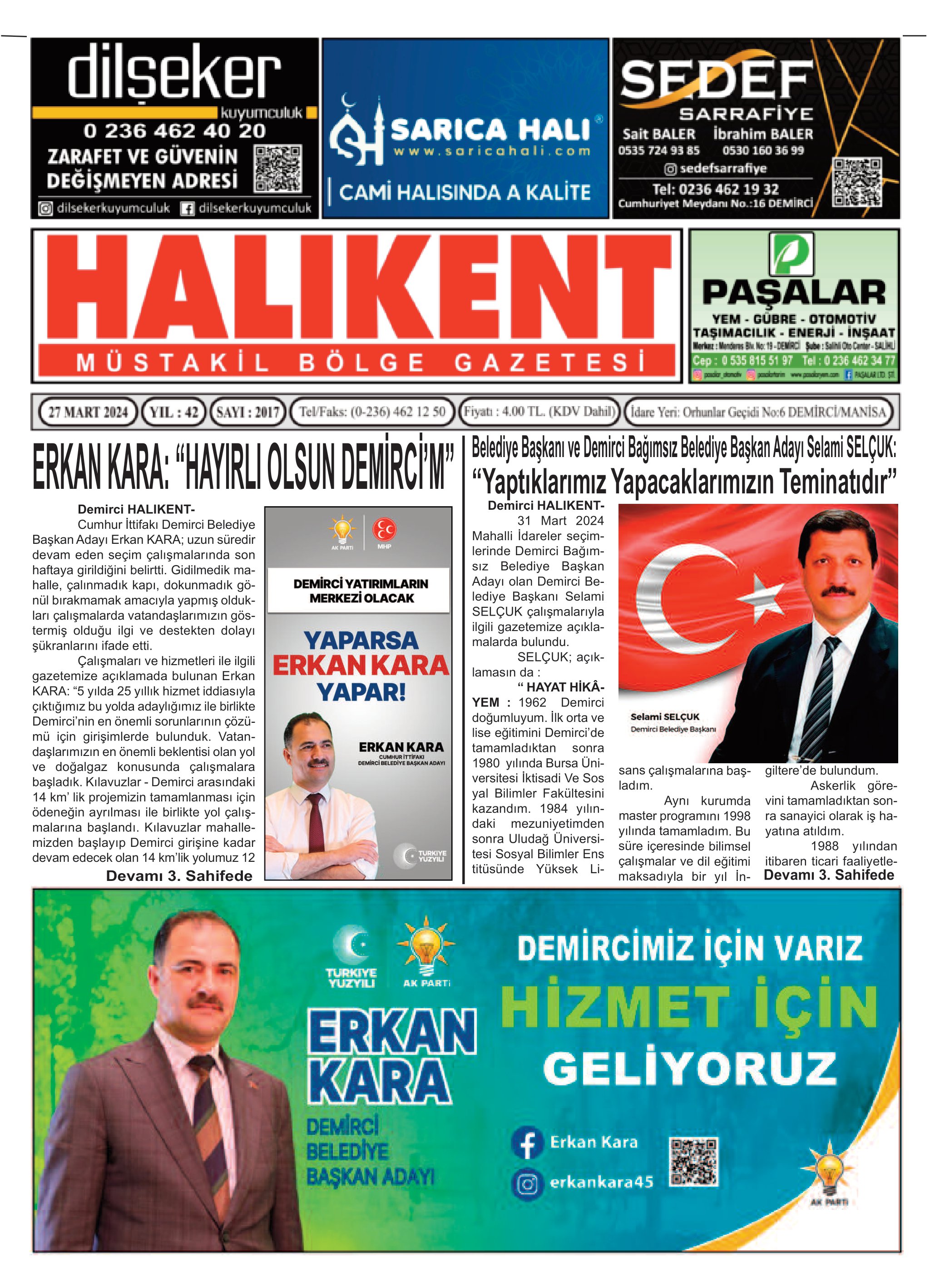 27 Mart 2024 Halikent Gazete Manşeti
