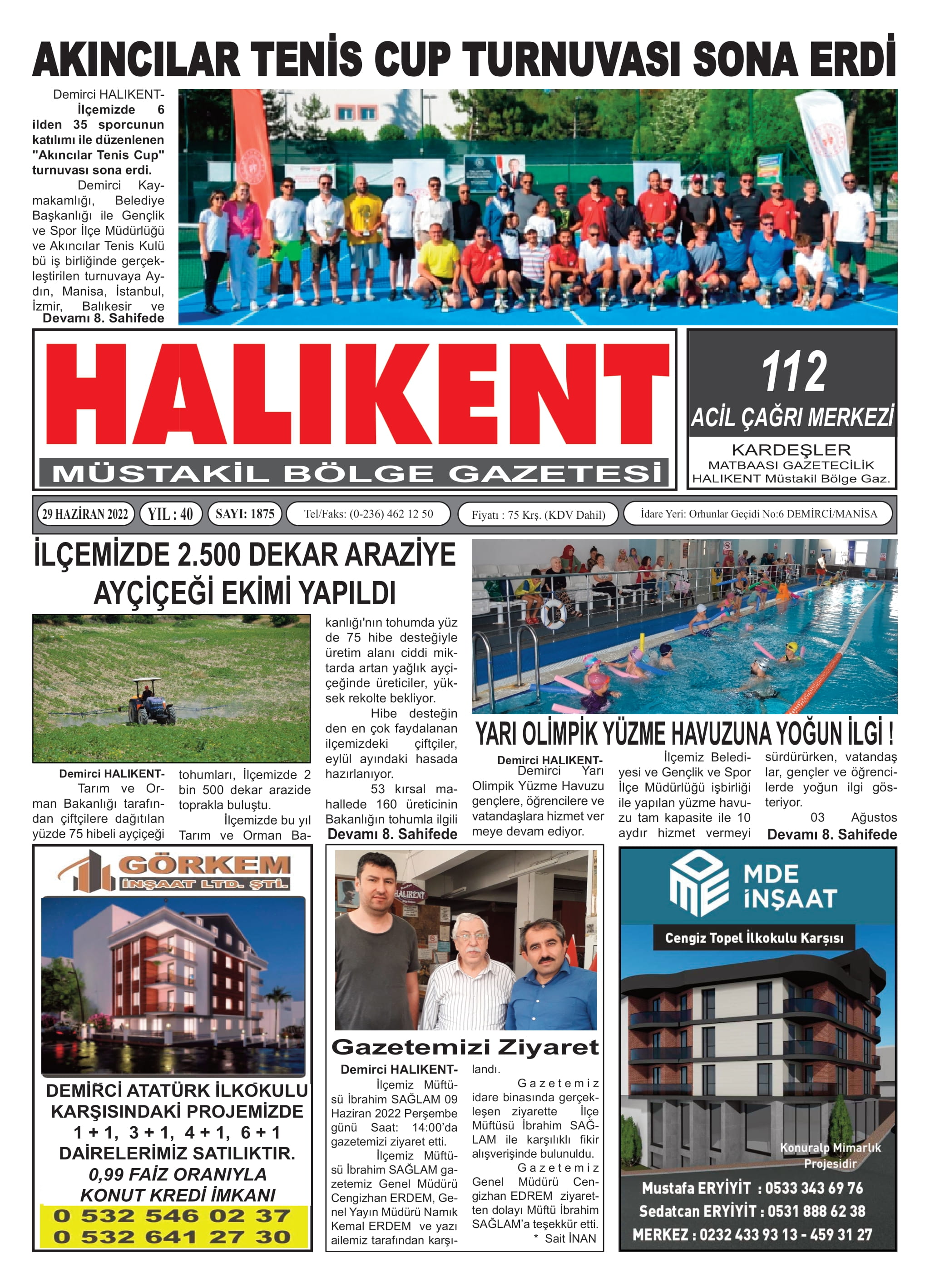 01 Temmuz 2022 Halikent Gazete Manşeti