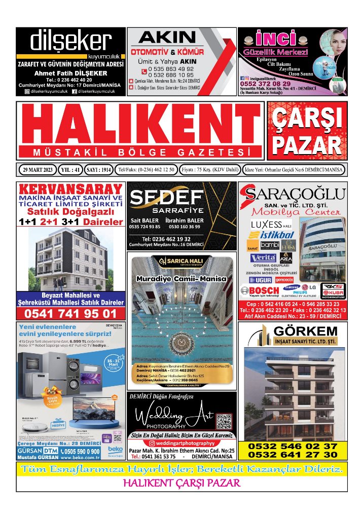 29 Mart 2023 Halikent Gazete Manşeti