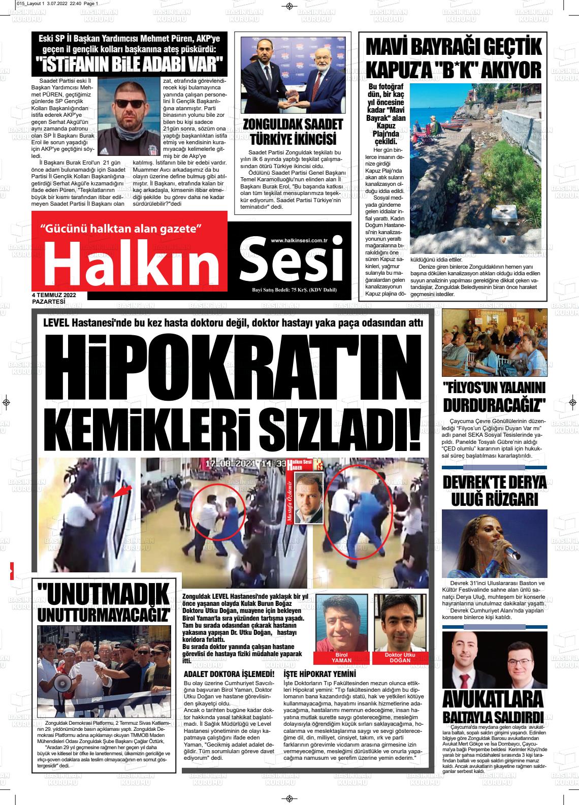 04 Temmuz 2022 Halkınsesi Gazete Manşeti