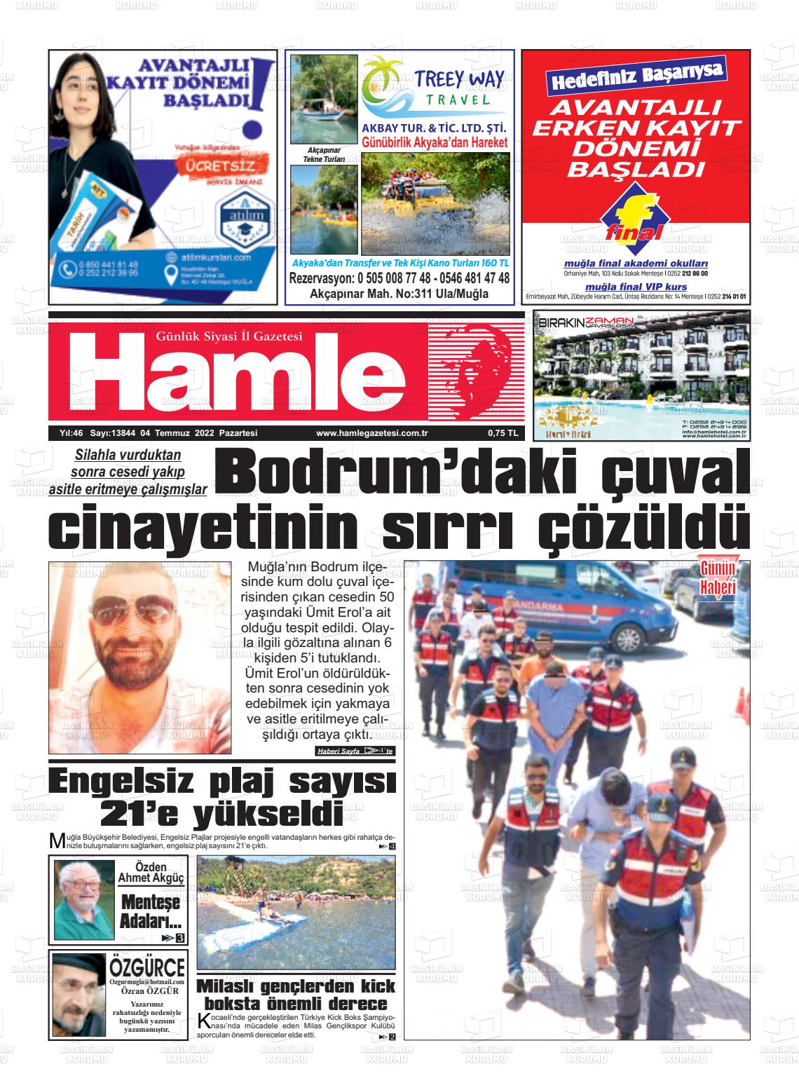 04 Temmuz 2022 Hamle Gazete Manşeti