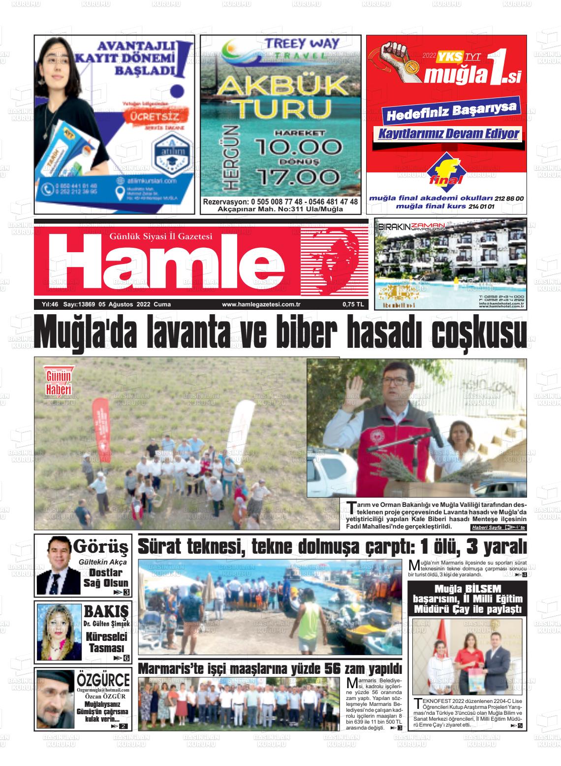 05 Ağustos 2022 Hamle Gazete Manşeti