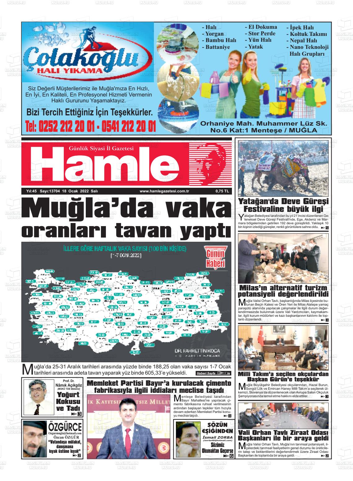 18 Ocak 2022 Hamle Gazete Manşeti