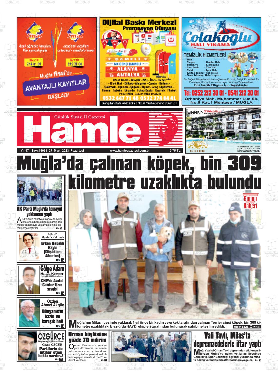 27 Mart 2023 Hamle Gazete Manşeti