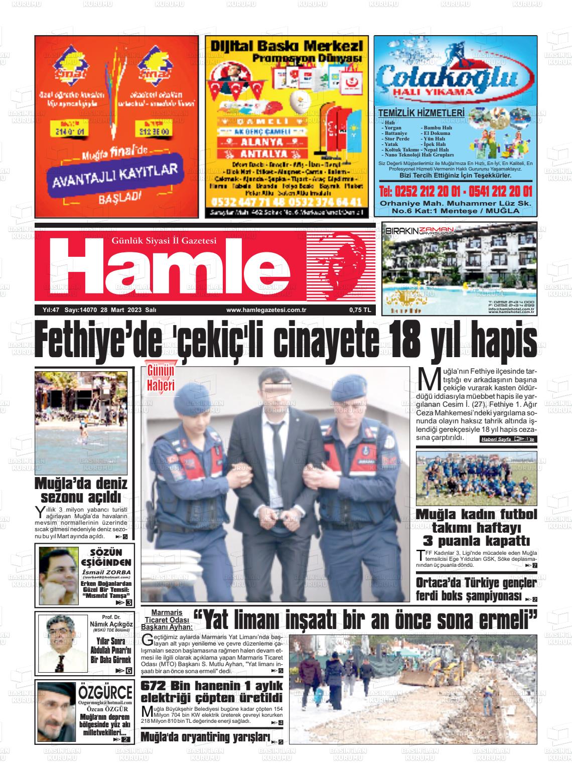 28 Mart 2023 Hamle Gazete Manşeti
