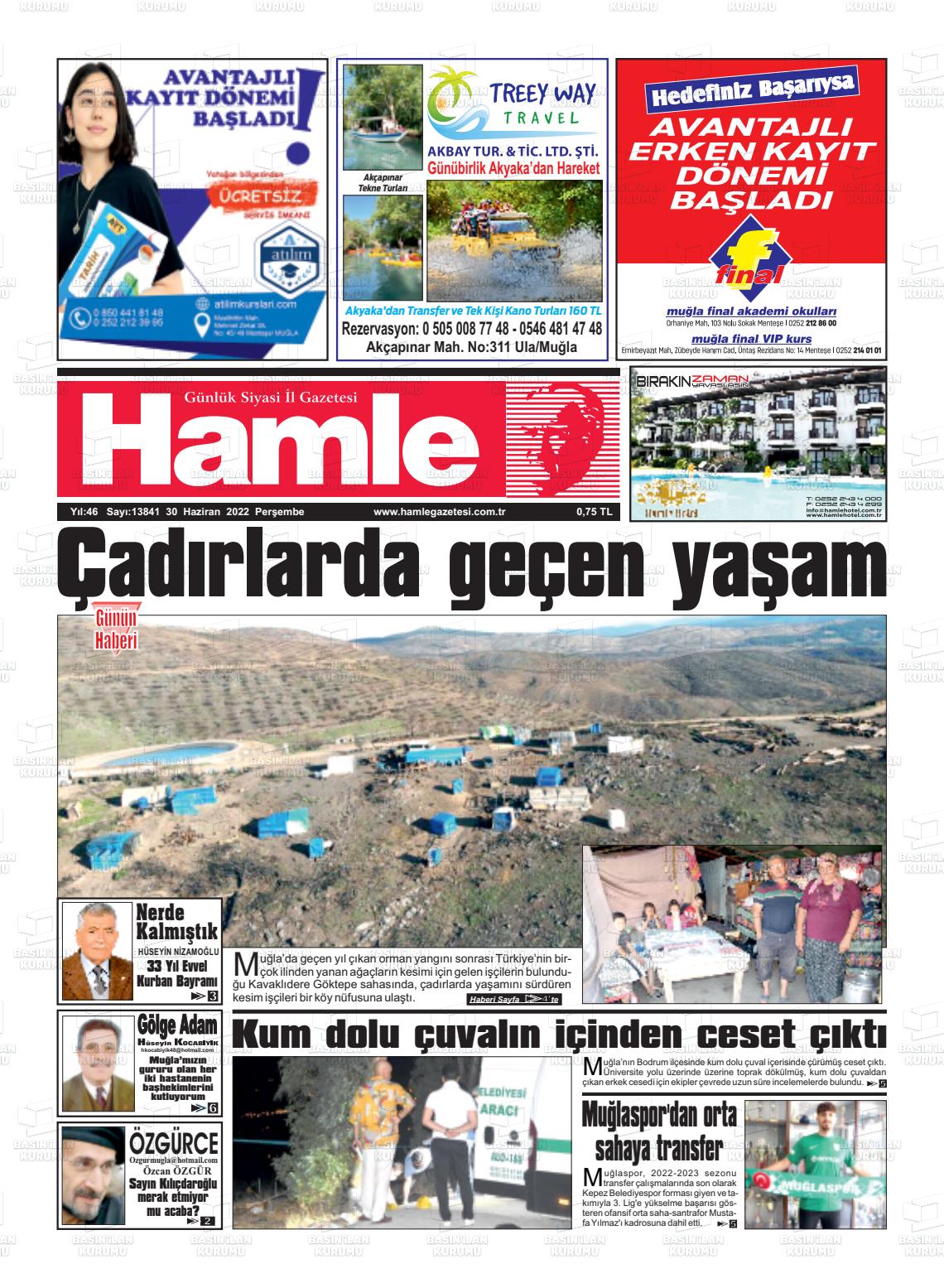 01 Temmuz 2022 Hamle Gazete Manşeti