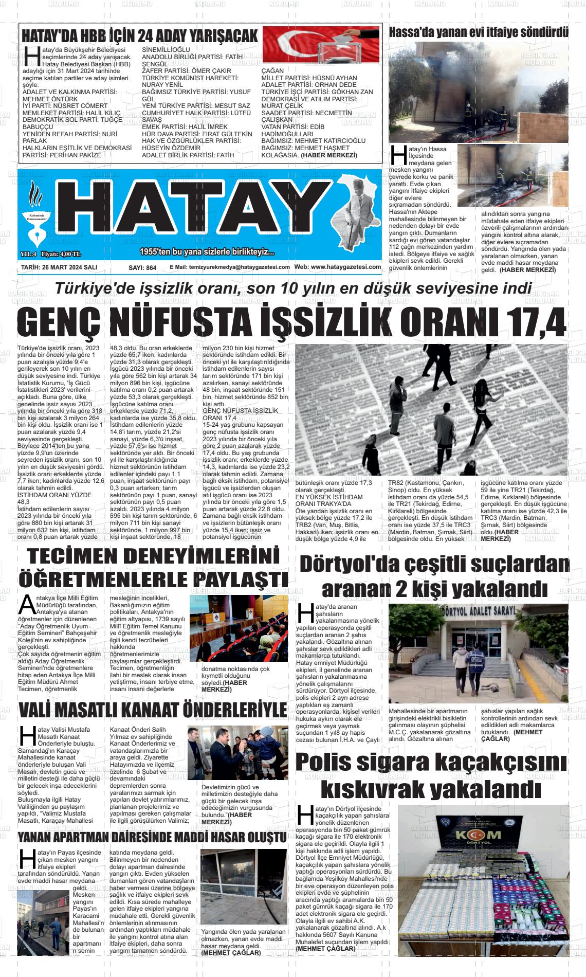 26 Mart 2024 Zafer Gazete Manşeti