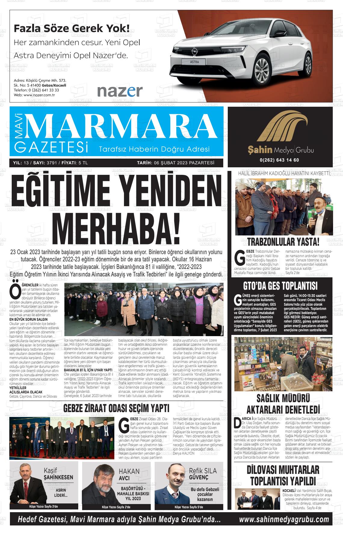 06 Şubat 2023 Hedef Gazete Manşeti