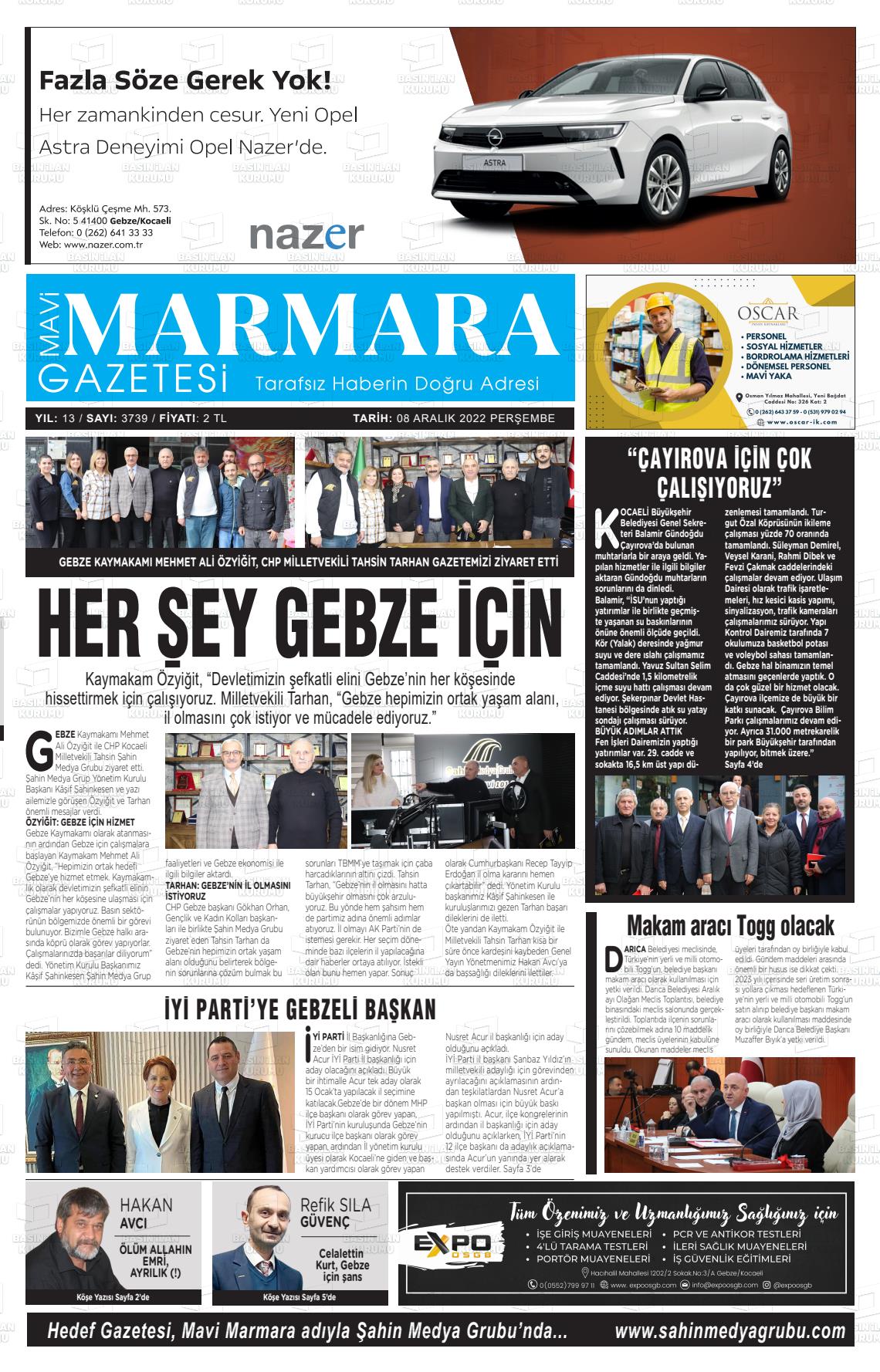 08 Aralık 2022 Hedef Gazete Manşeti