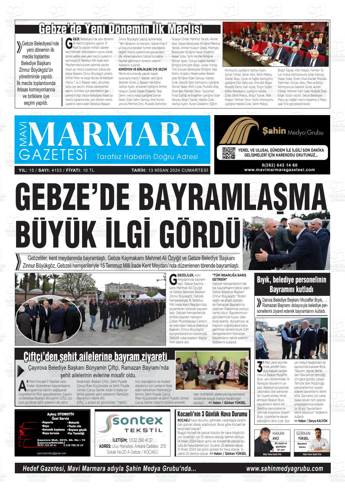 13 Nisan 2024 Hedef Gazete Manşeti