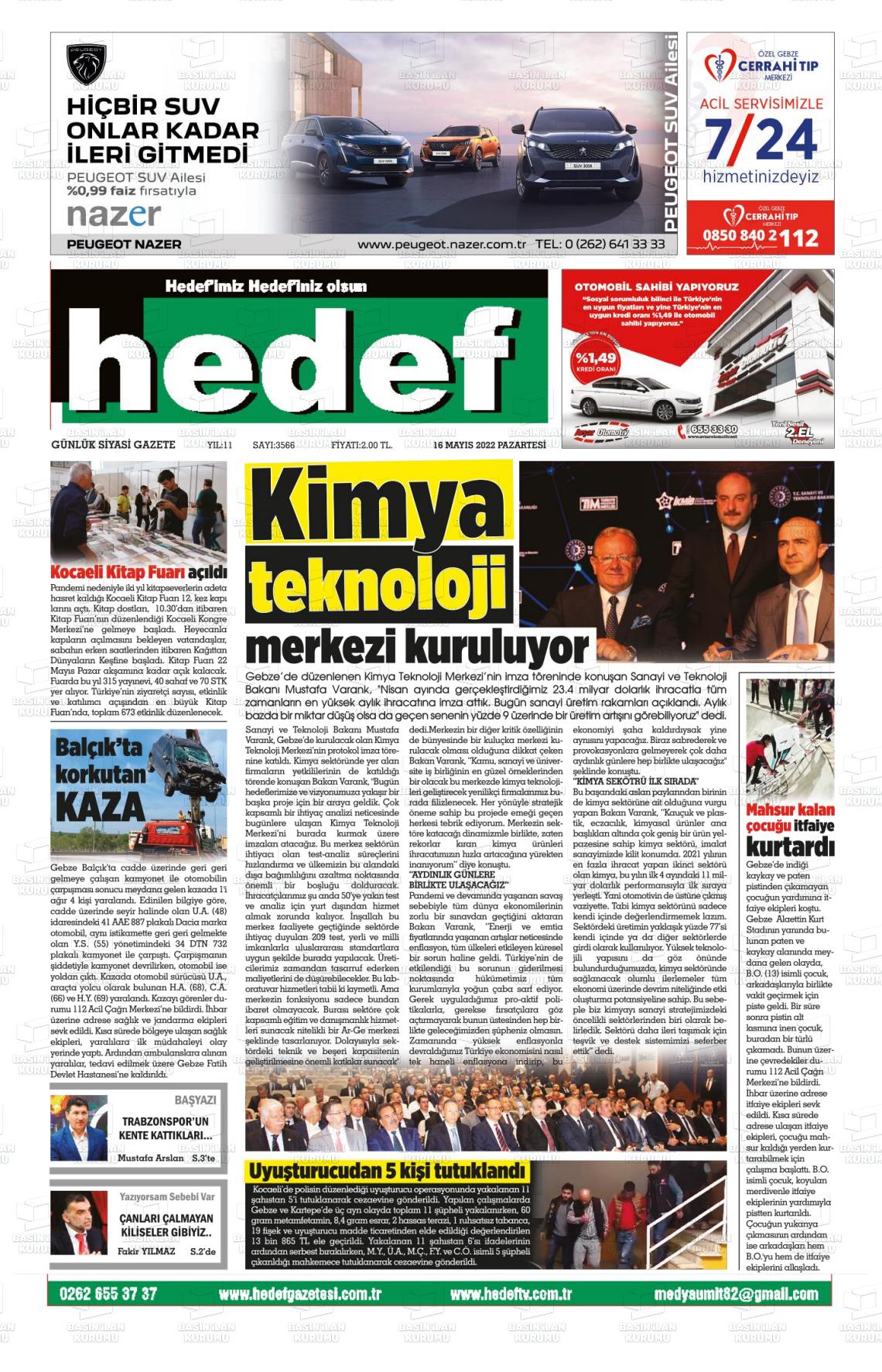 16 Mayıs 2022 Hedef Gazete Manşeti