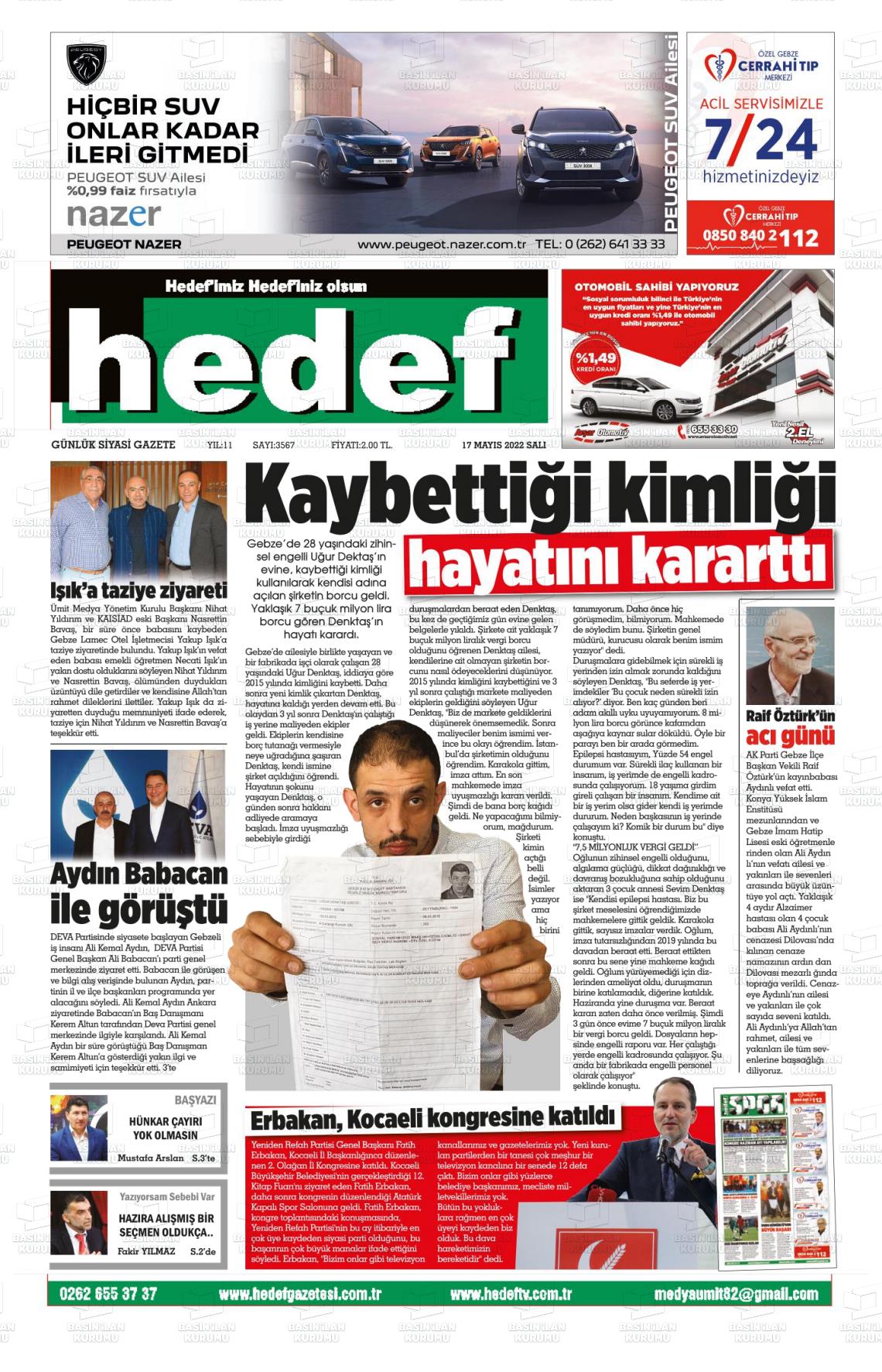 17 Mayıs 2022 Hedef Gazete Manşeti