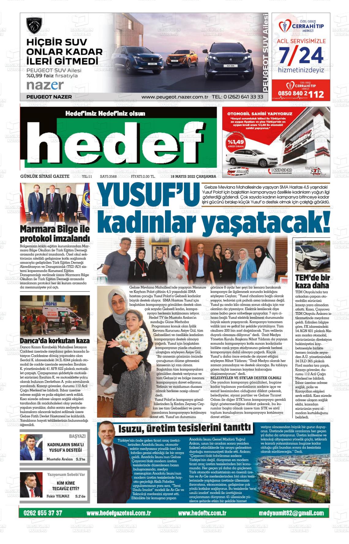 18 Mayıs 2022 Hedef Gazete Manşeti