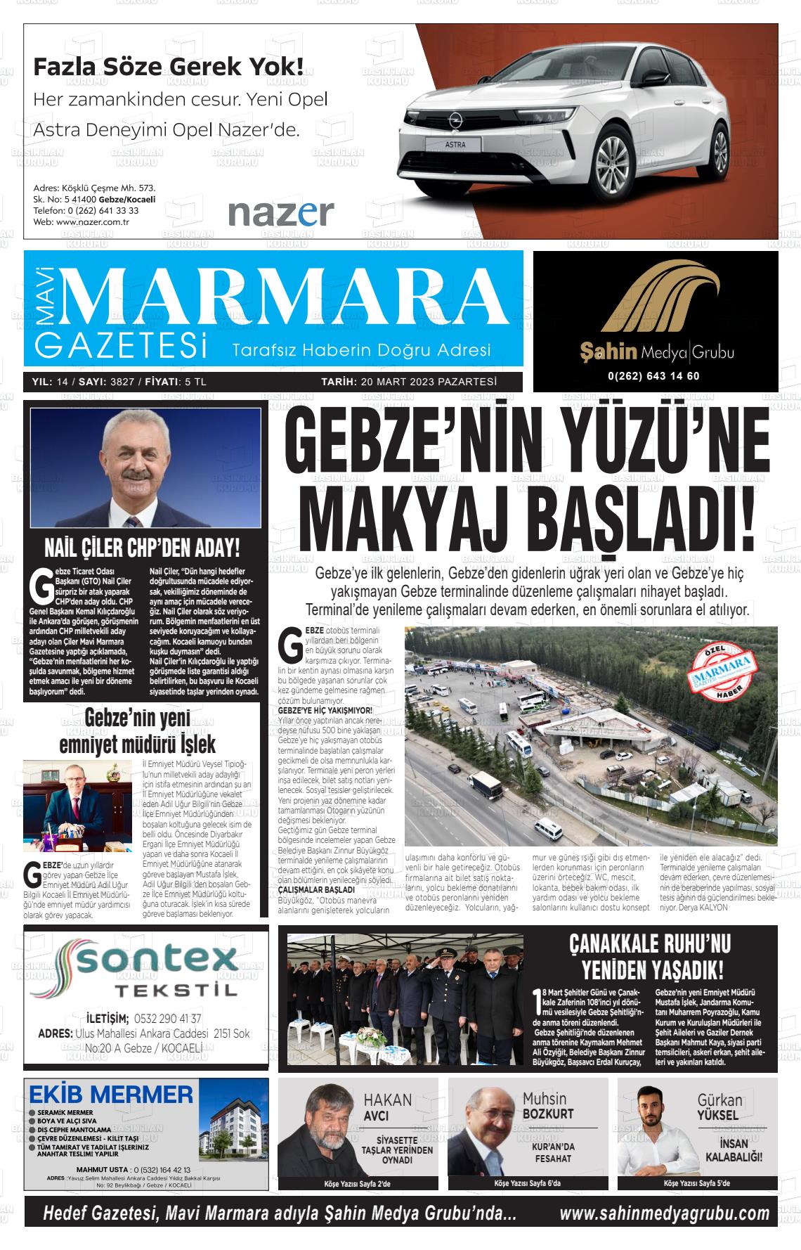 20 Mart 2023 Hedef Gazete Manşeti