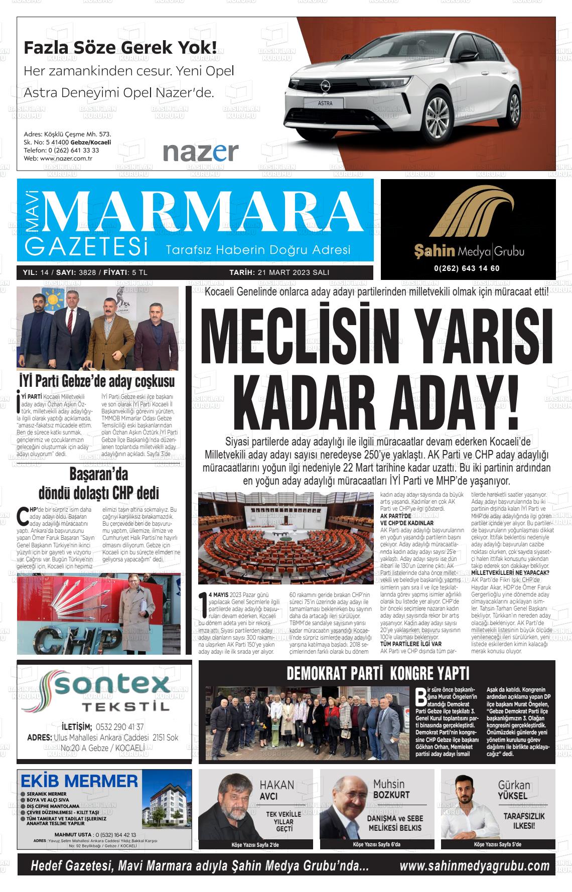 21 Mart 2023 Hedef Gazete Manşeti