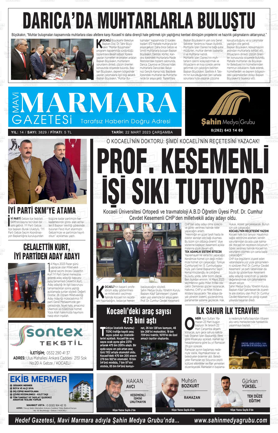 22 Mart 2023 Hedef Gazete Manşeti