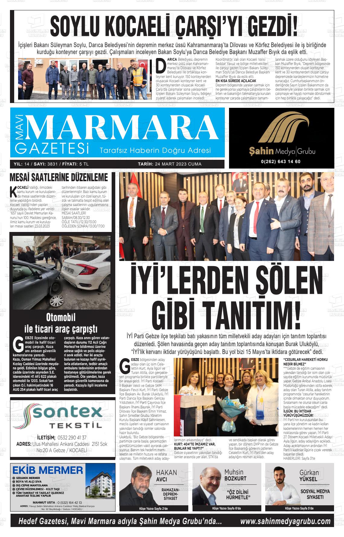 24 Mart 2023 Hedef Gazete Manşeti