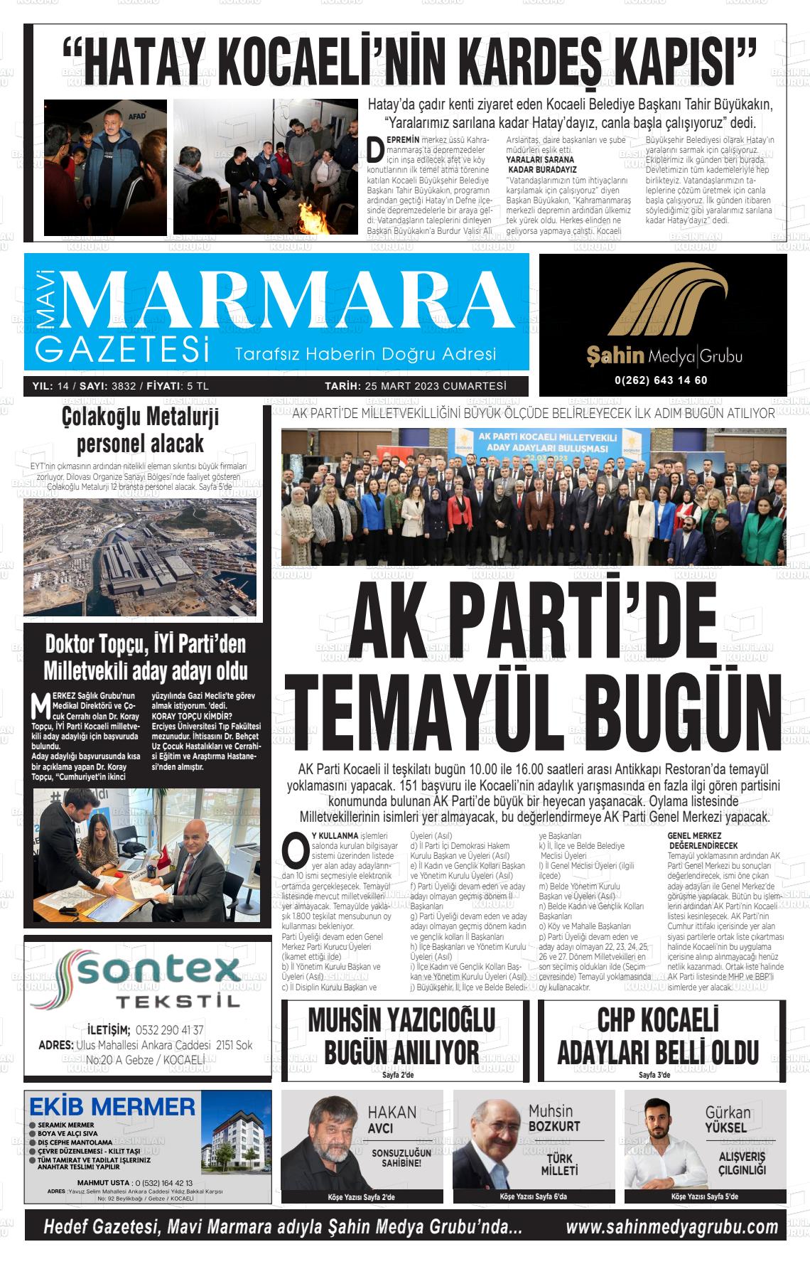 25 Mart 2023 Hedef Gazete Manşeti