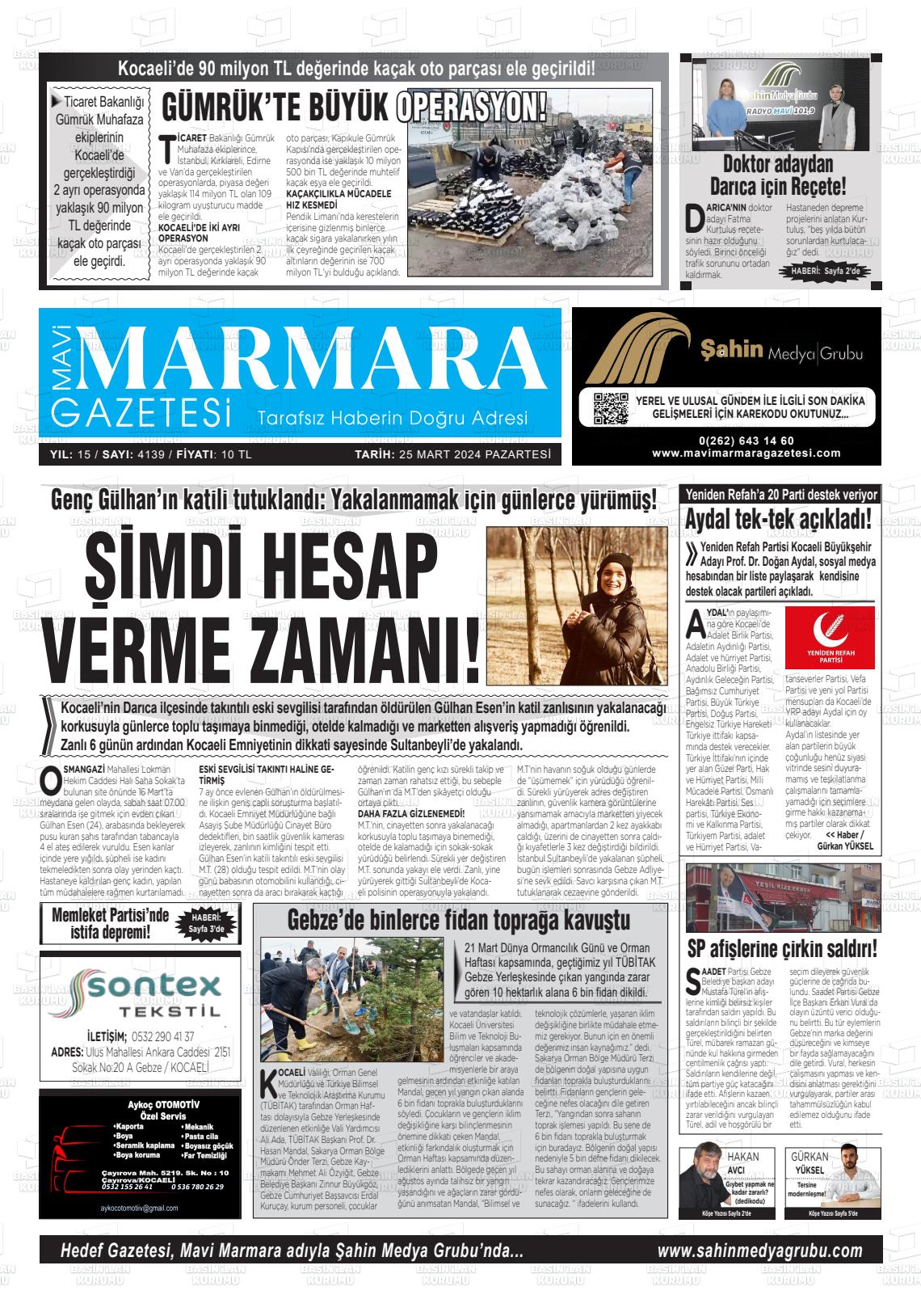 25 Mart 2024 Hedef Gazete Manşeti