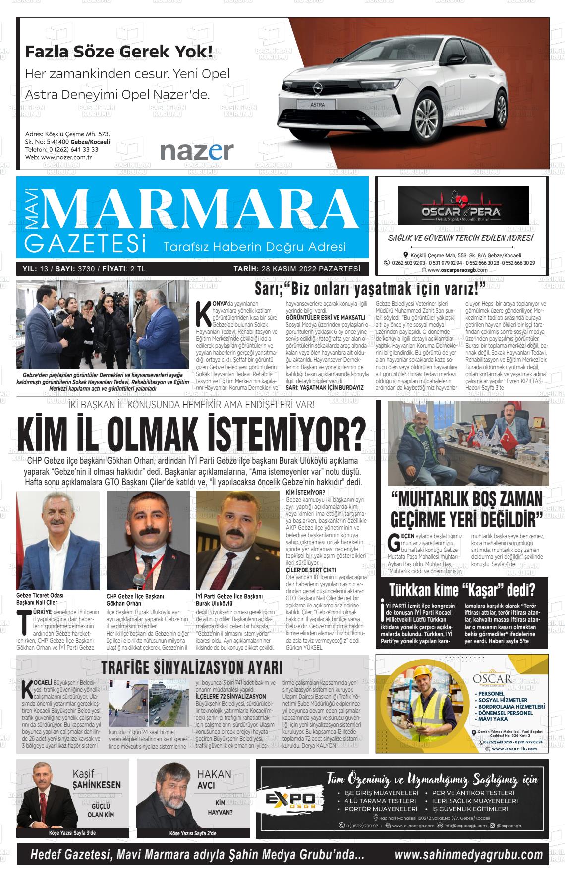 28 Kasım 2022 Hedef Gazete Manşeti