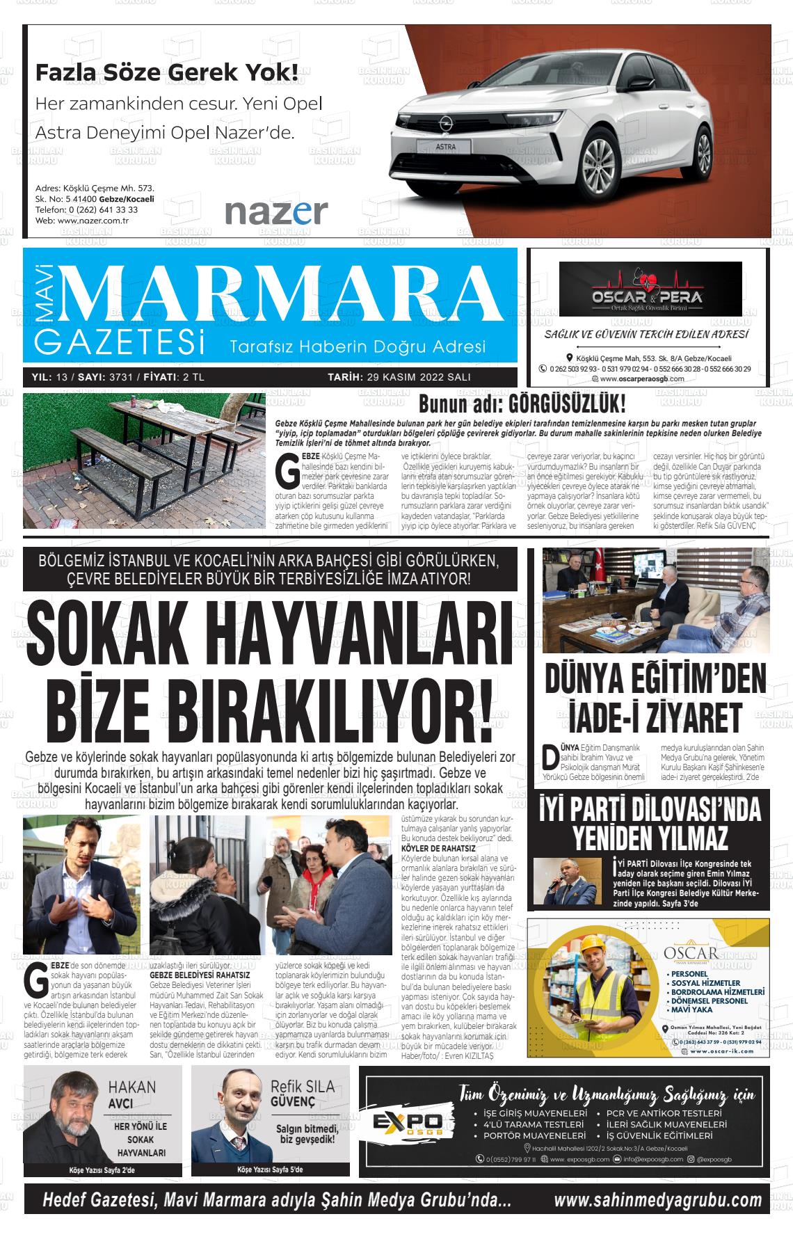 29 Kasım 2022 Hedef Gazete Manşeti