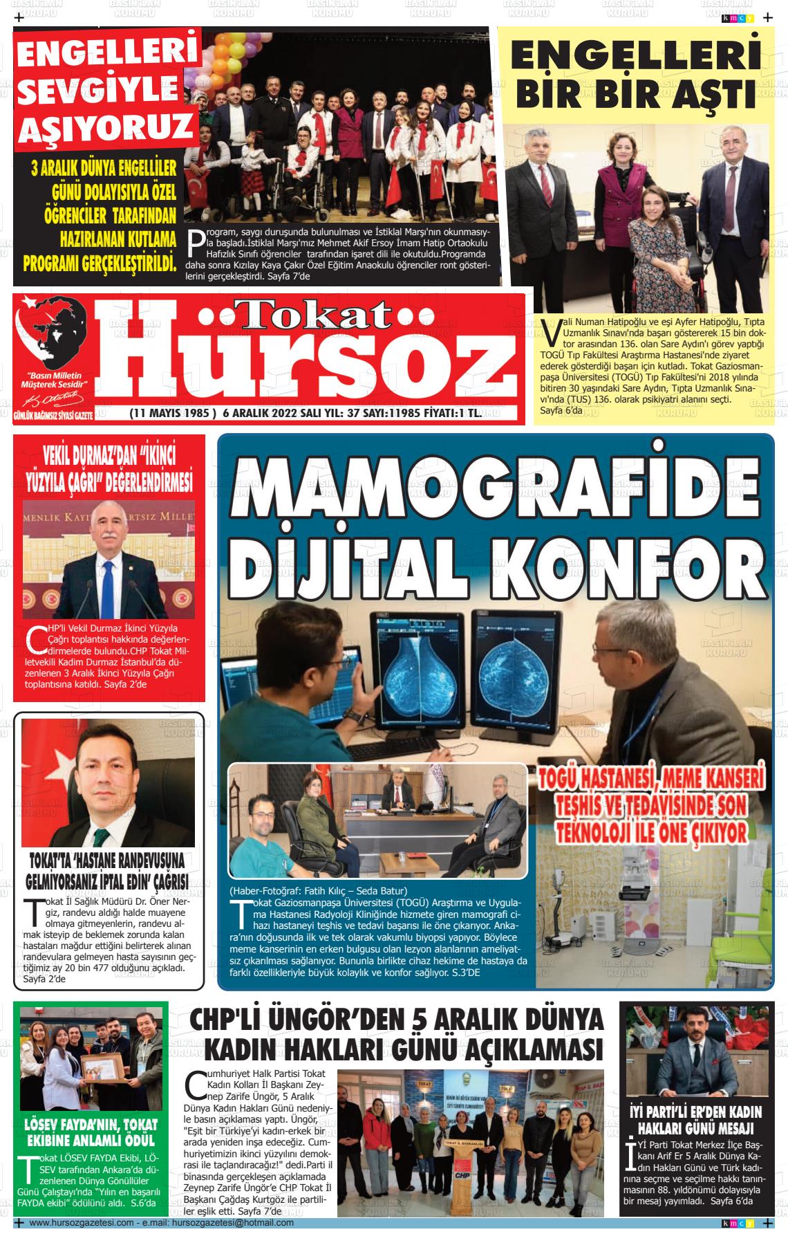 06 Aralık 2022 Hürsöz Gazete Manşeti