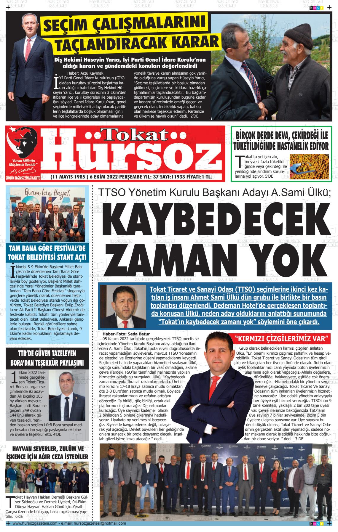 06 Ekim 2022 Hürsöz Gazete Manşeti
