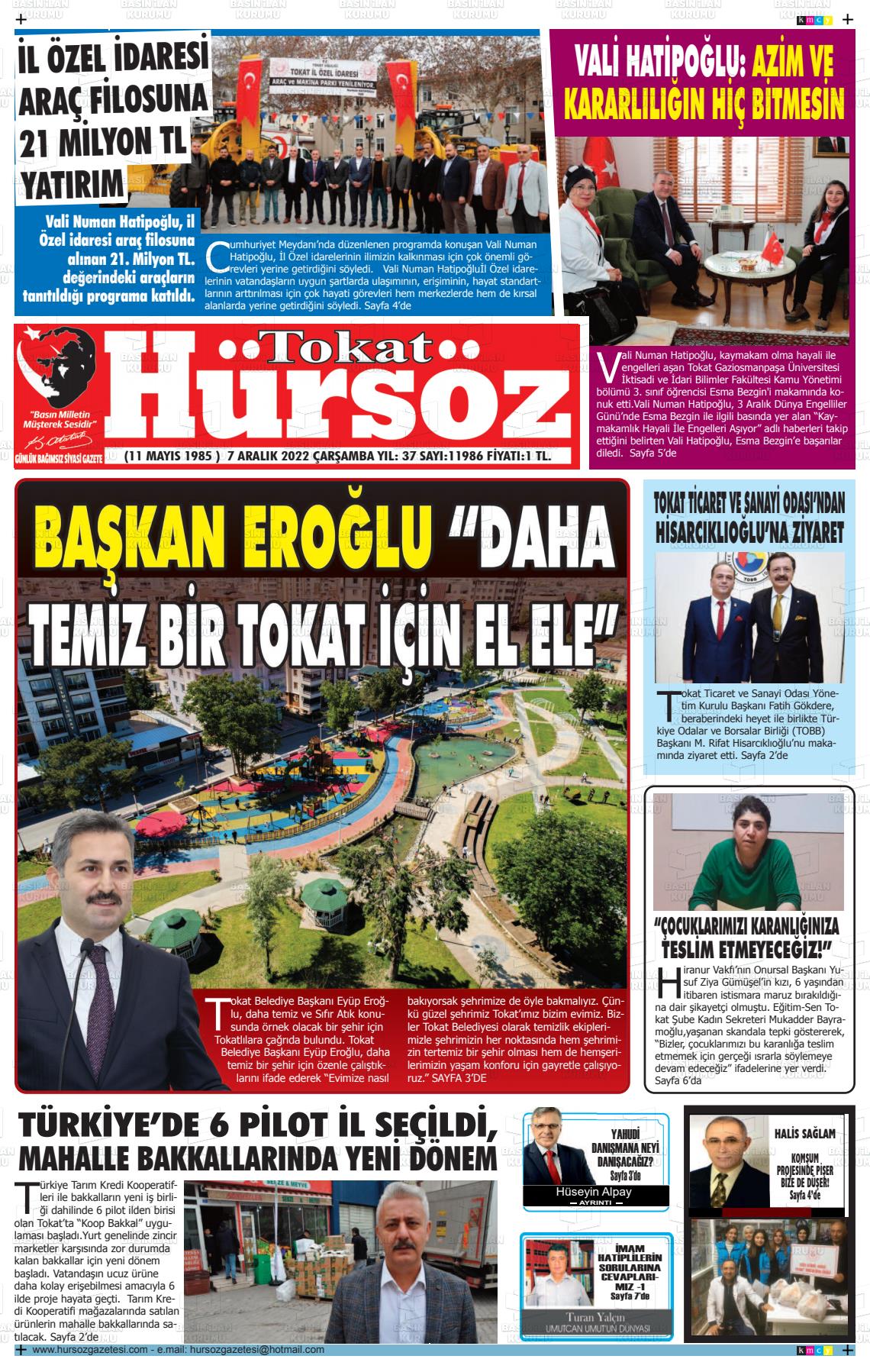 07 Aralık 2022 Hürsöz Gazete Manşeti