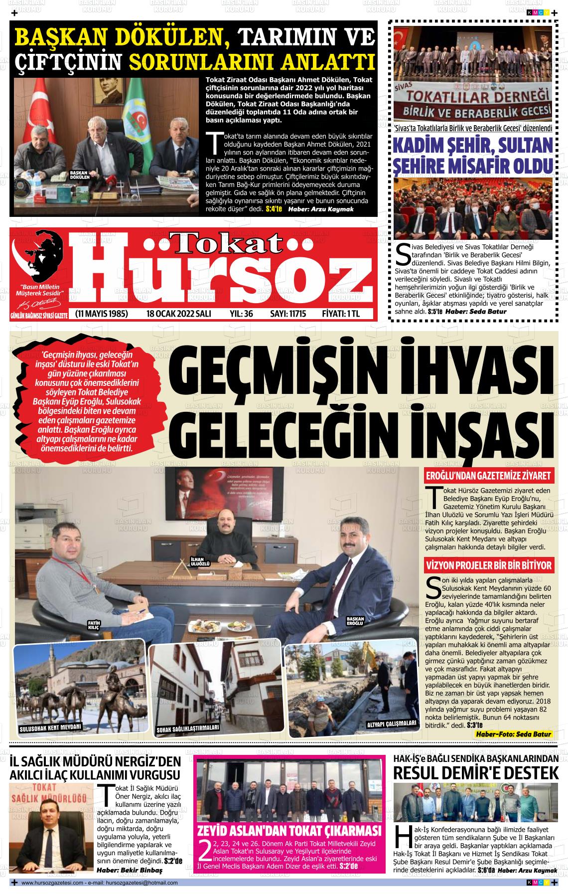 18 Ocak 2022 Hürsöz Gazete Manşeti