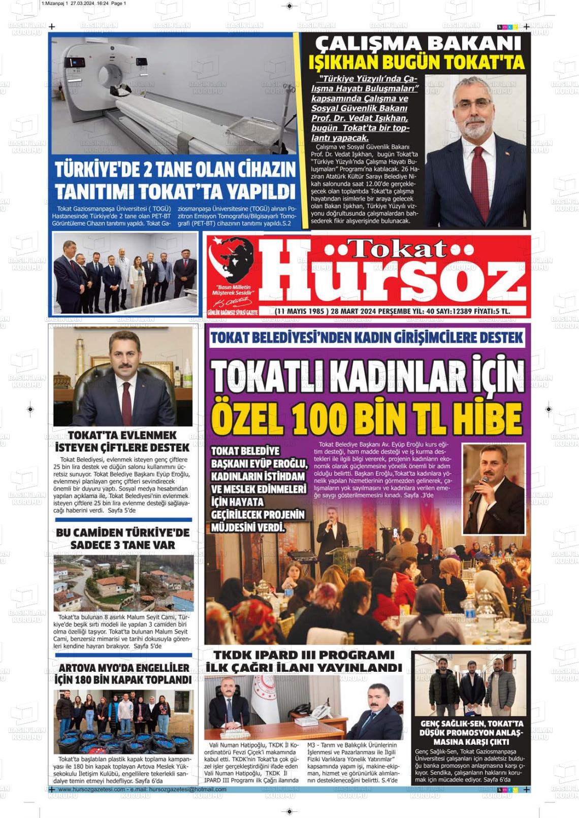 28 Mart 2024 Hürsöz Gazete Manşeti
