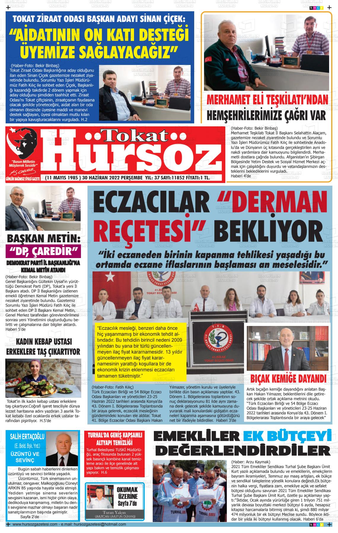 01 Temmuz 2022 Hürsöz Gazete Manşeti