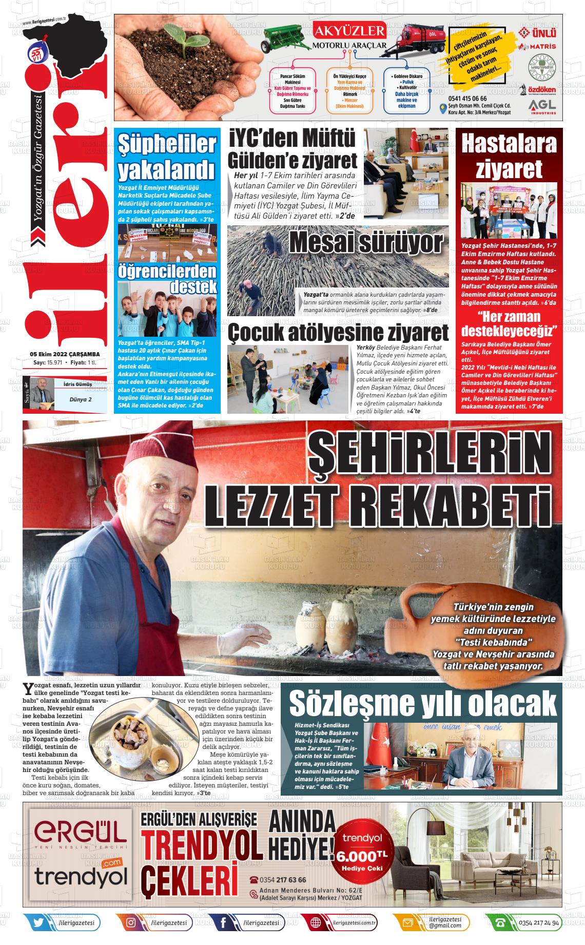 05 Ekim 2022 İleri Gazete Manşeti