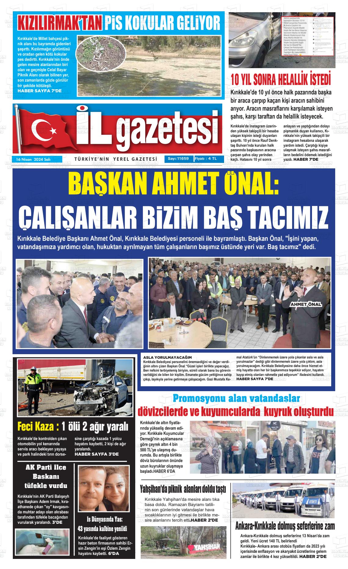 17 Nisan 2024 Kırıkkale İl Gazete Manşeti