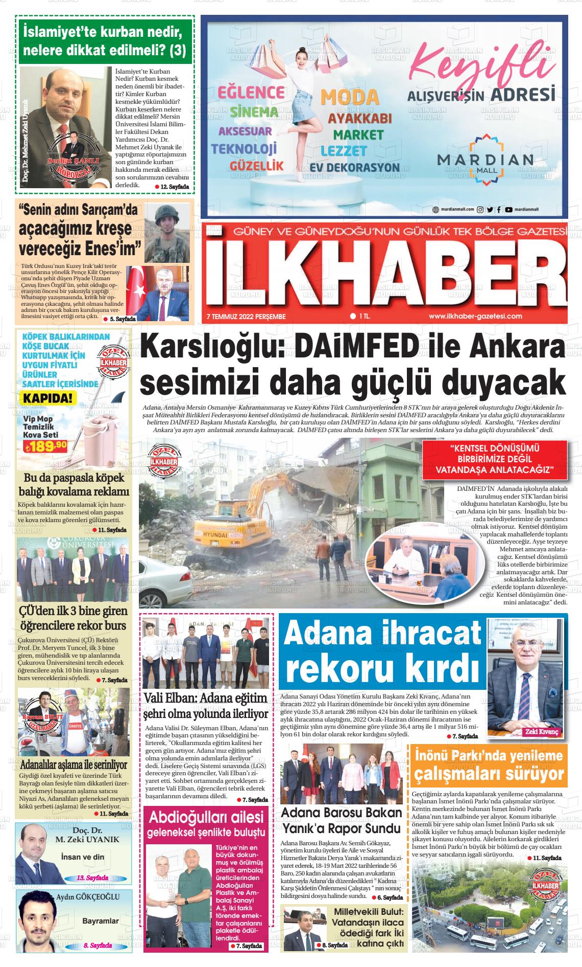 07 Temmuz 2022 İlk Haber Gazete Manşeti