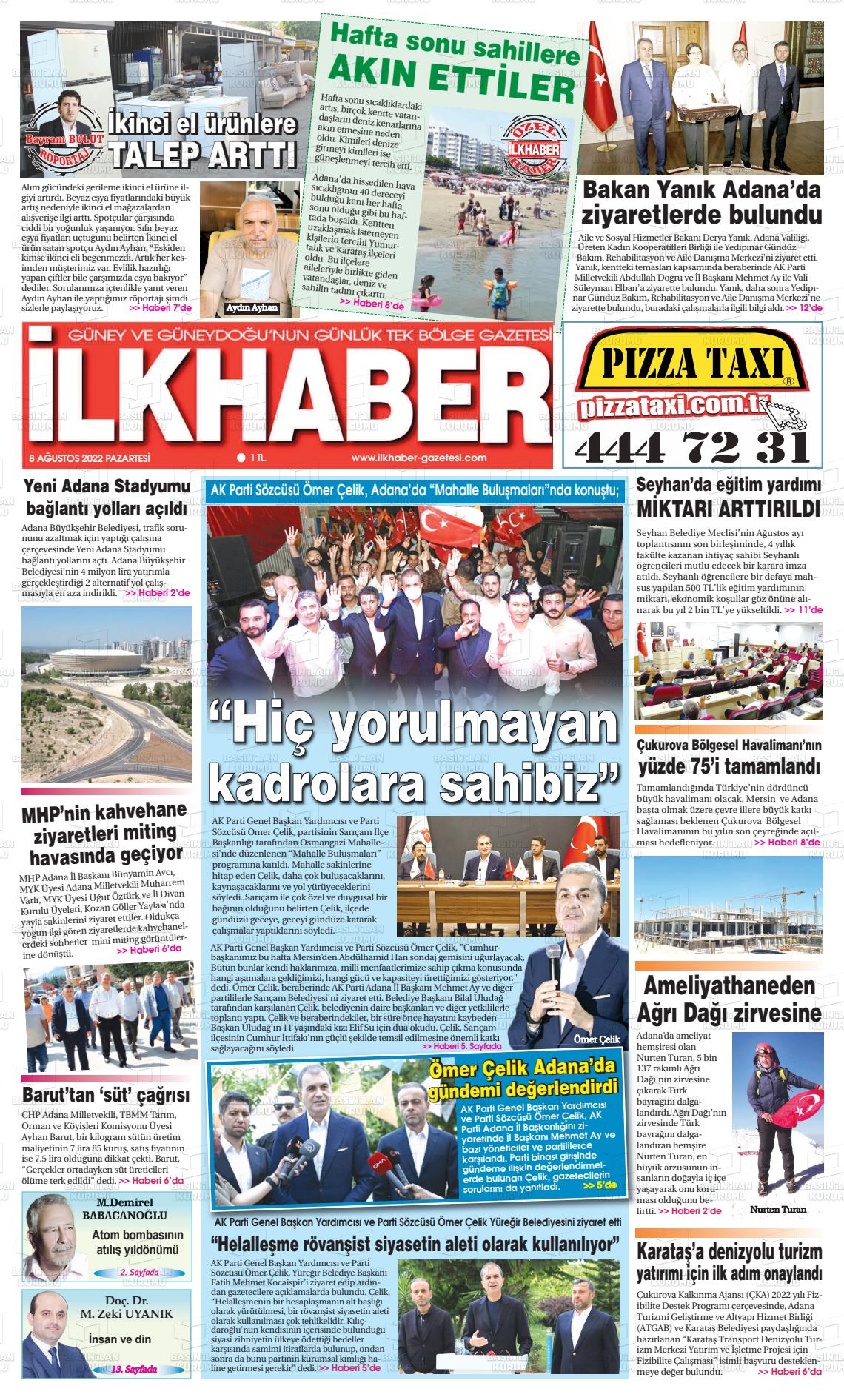 08 Ağustos 2022 İlk Haber Gazete Manşeti