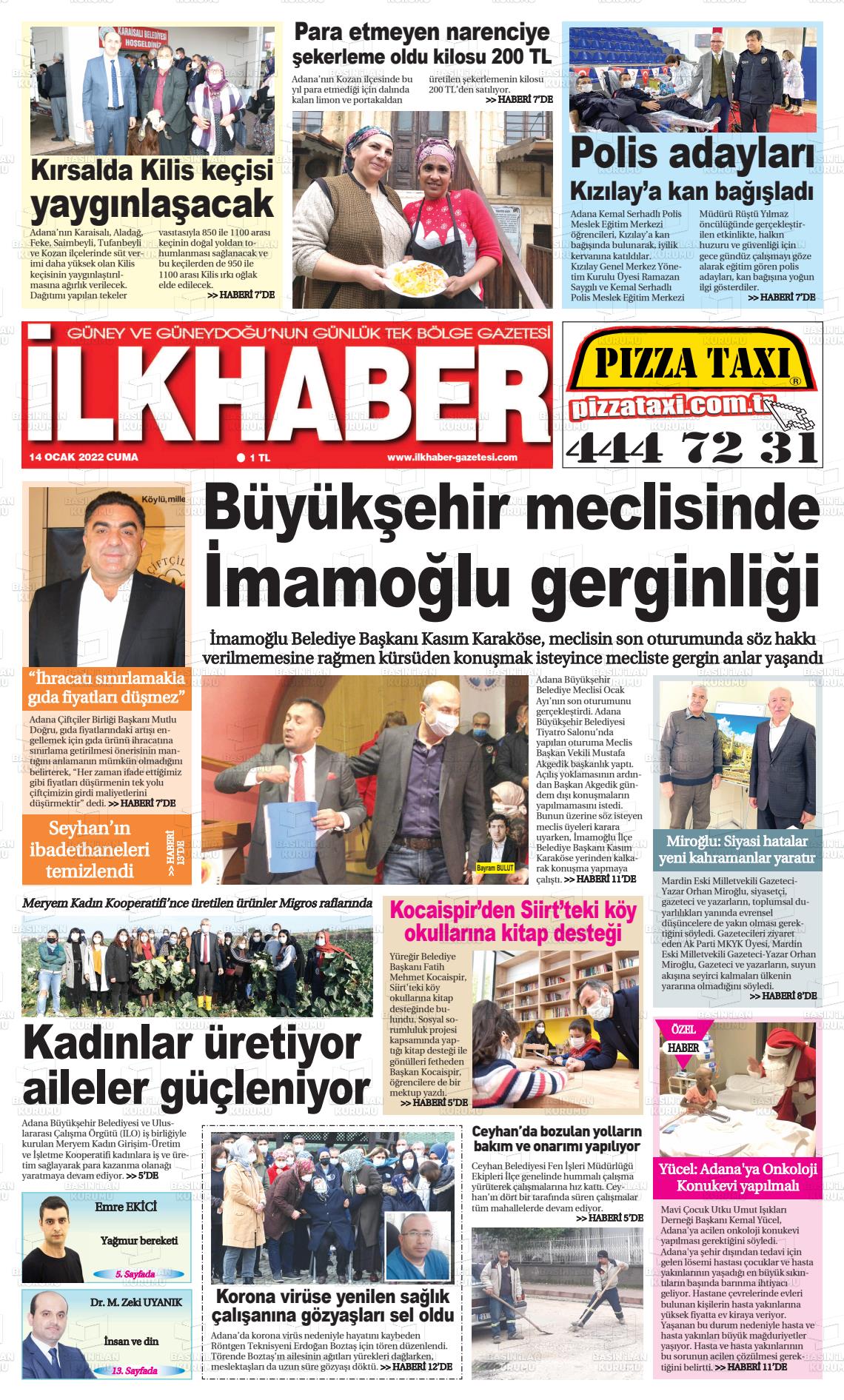 14 Ocak 2022 İlk Haber Gazete Manşeti