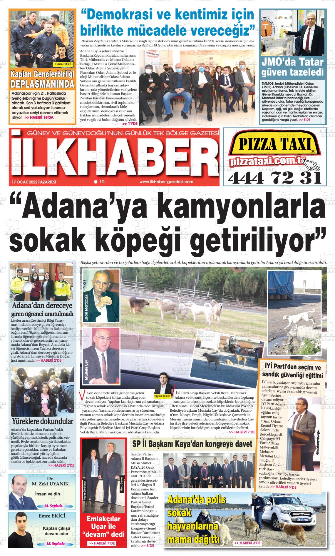 17 Ocak 2022 İlk Haber Gazete Manşeti