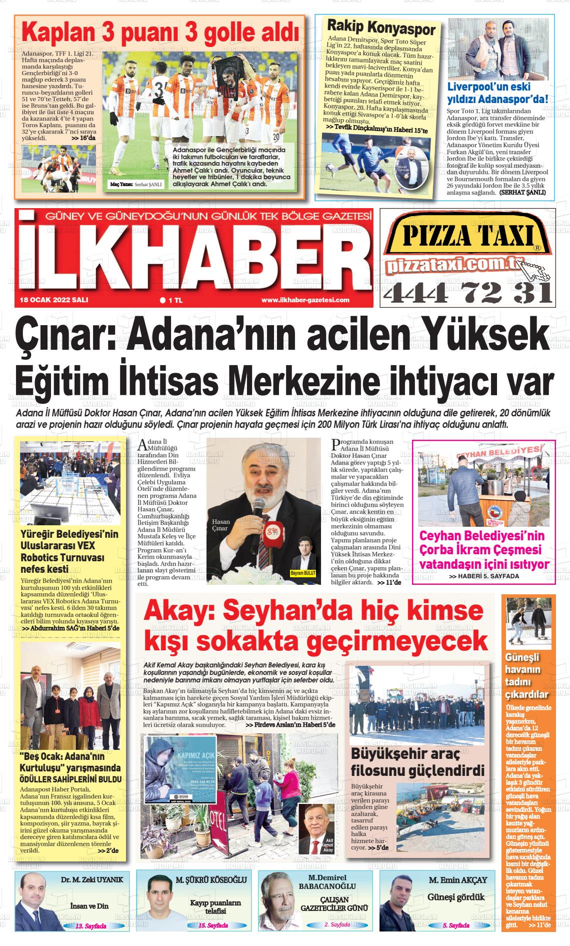 18 Ocak 2022 İlk Haber Gazete Manşeti