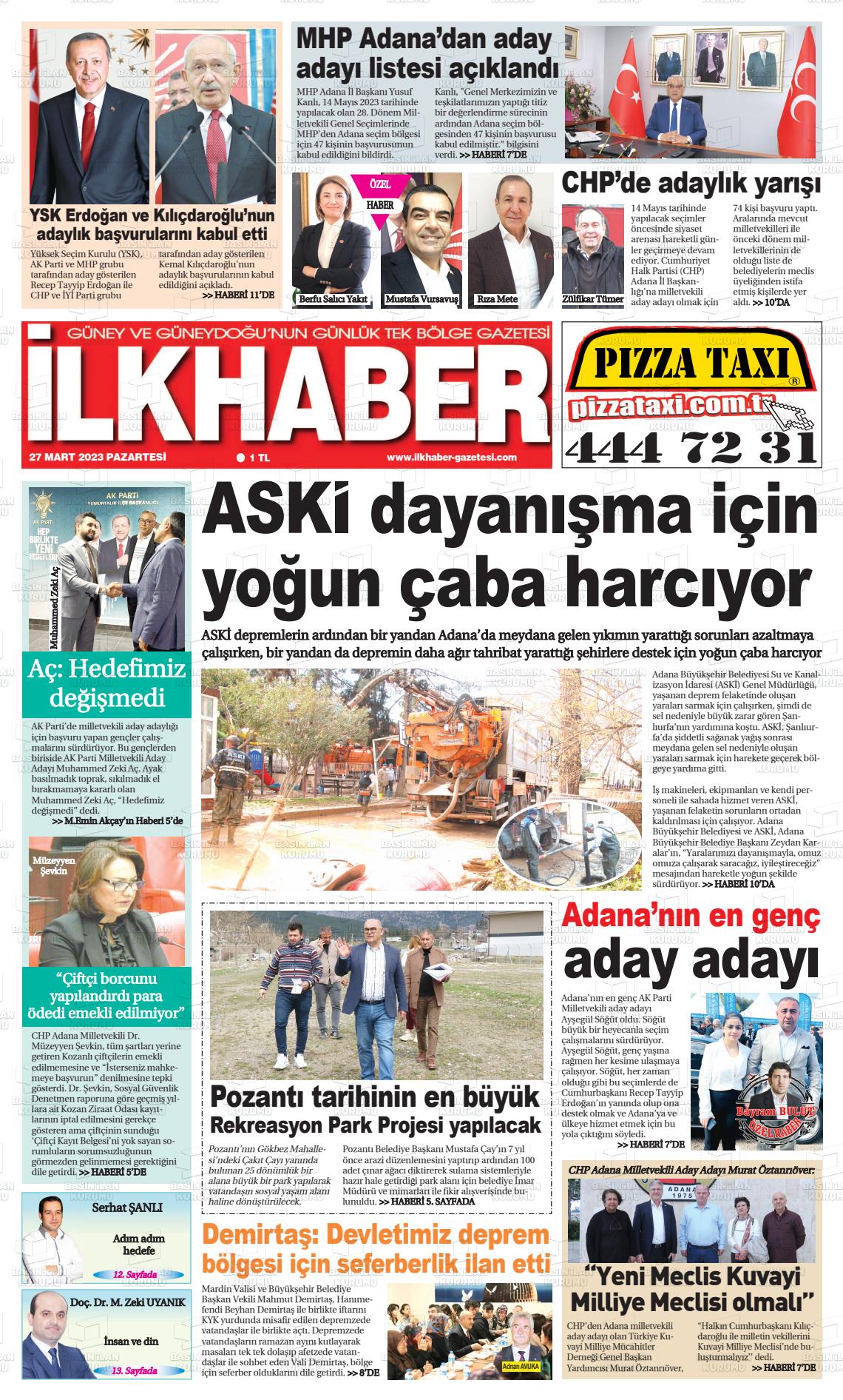 27 Mart 2023 İlk Haber Gazete Manşeti