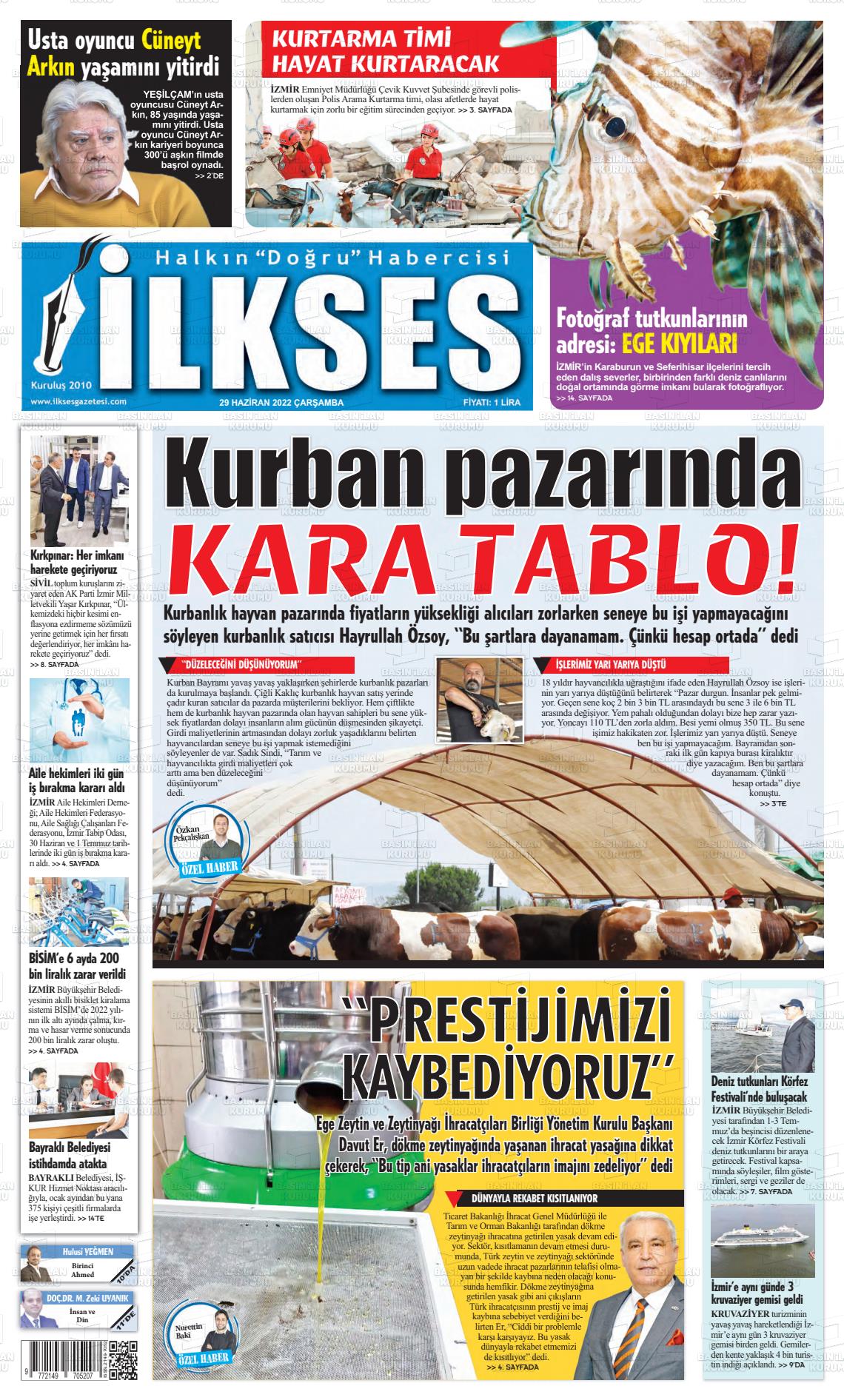 29 Haziran 2022 İlkses Gazete Manşeti