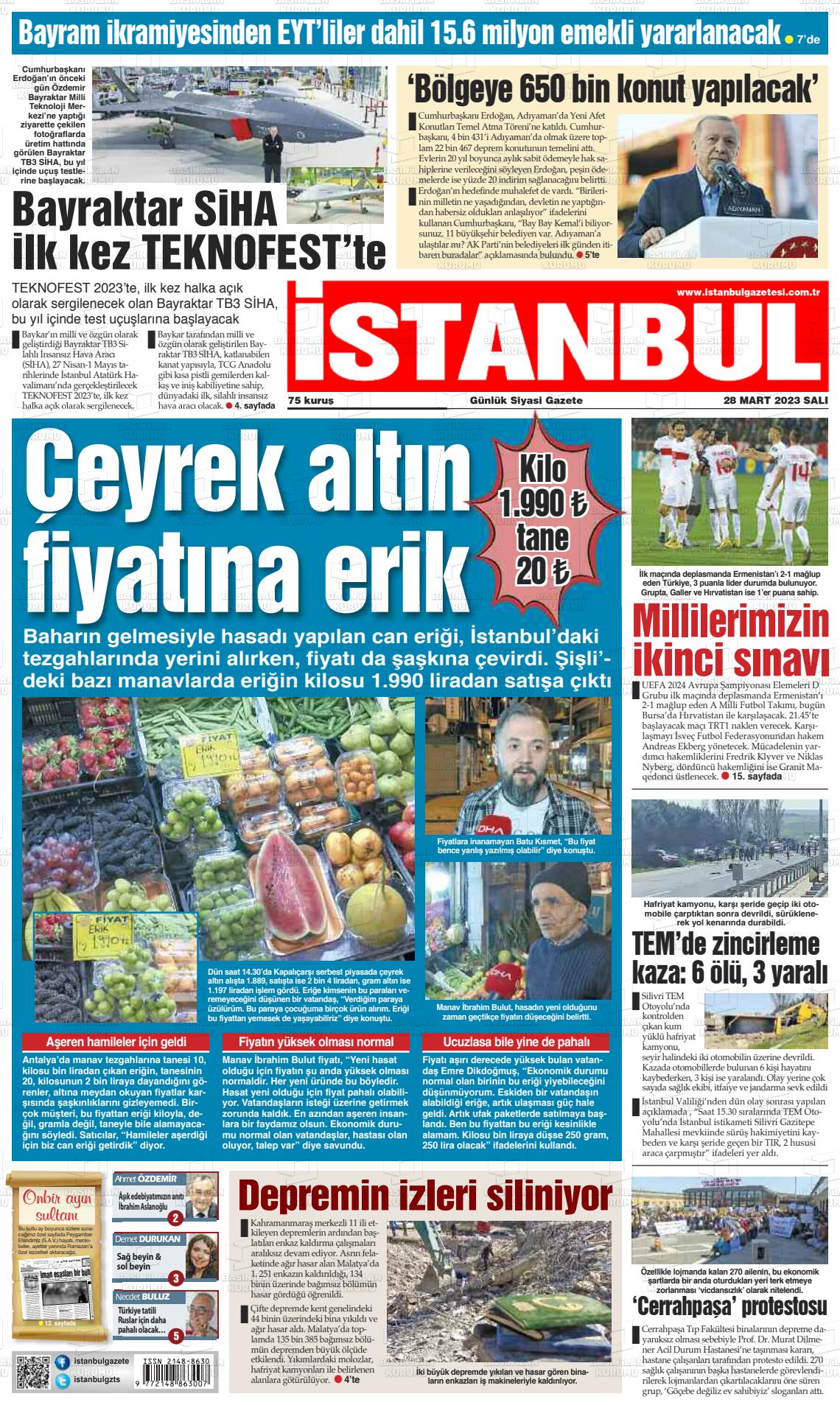 28 Mart 2023 İstanbul Gazete Manşeti