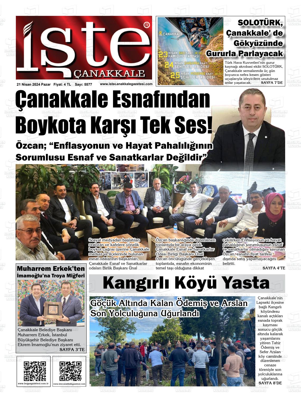 08 Mayıs 2024 İşte Çanakkale Gazete Manşeti
