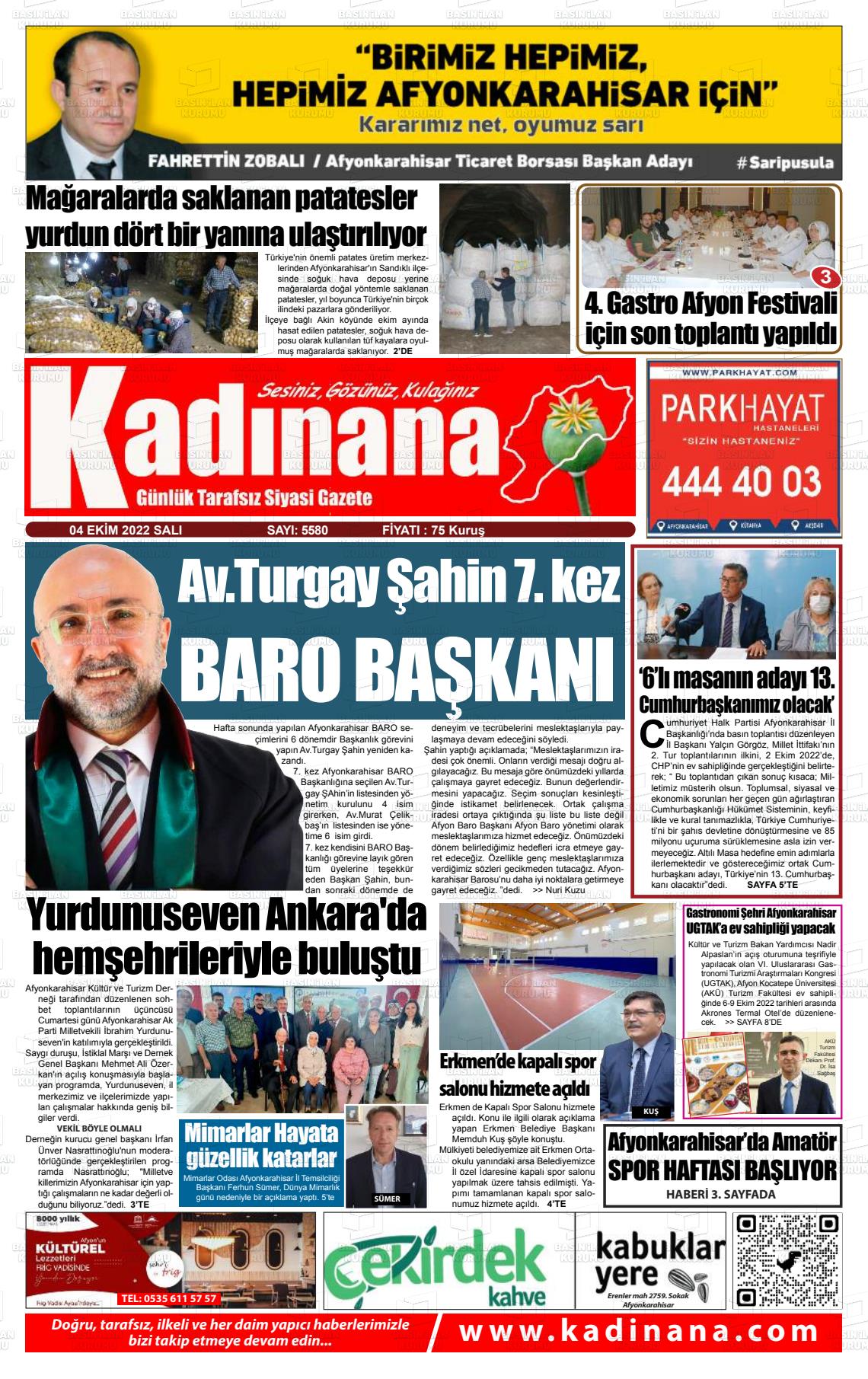 04 Ekim 2022 Kadınana Gazete Manşeti