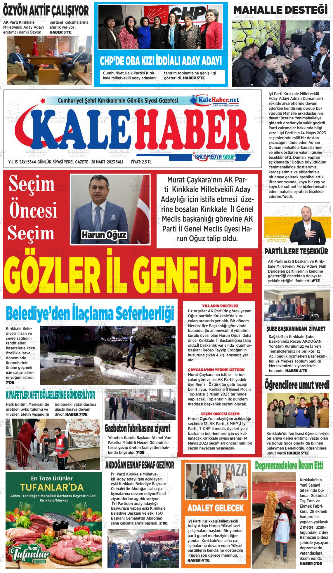 28 Mart 2023 Kale Haber Gazete Manşeti