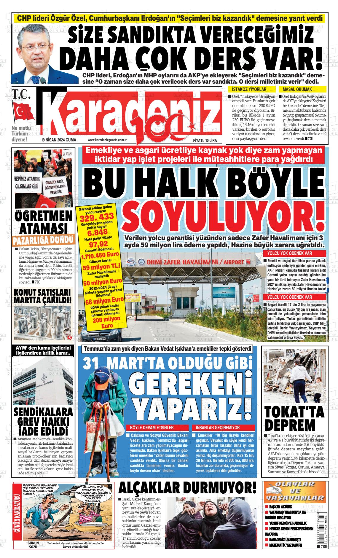 19 Nisan 2024 Karadeniz Gazete Manşeti
