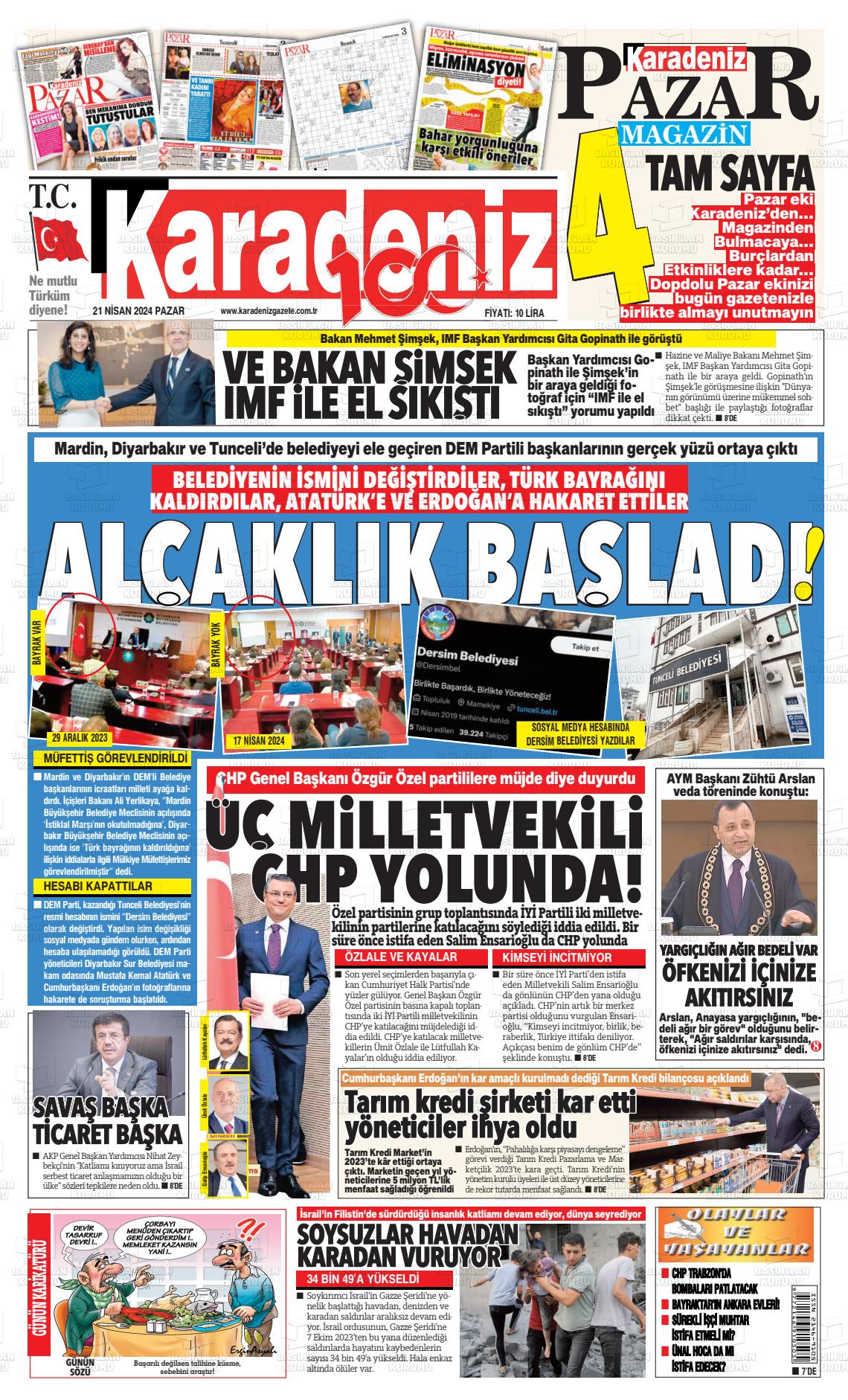 23 Nisan 2024 Karadeniz Gazete Manşeti