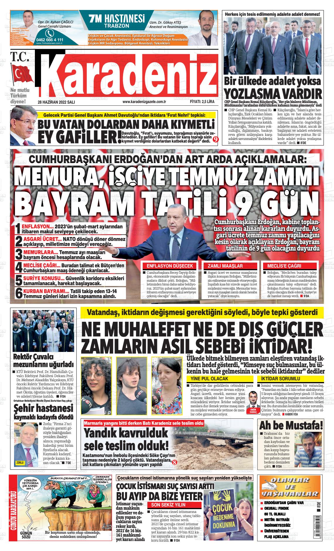 Karadeniz Gazete Manşeti