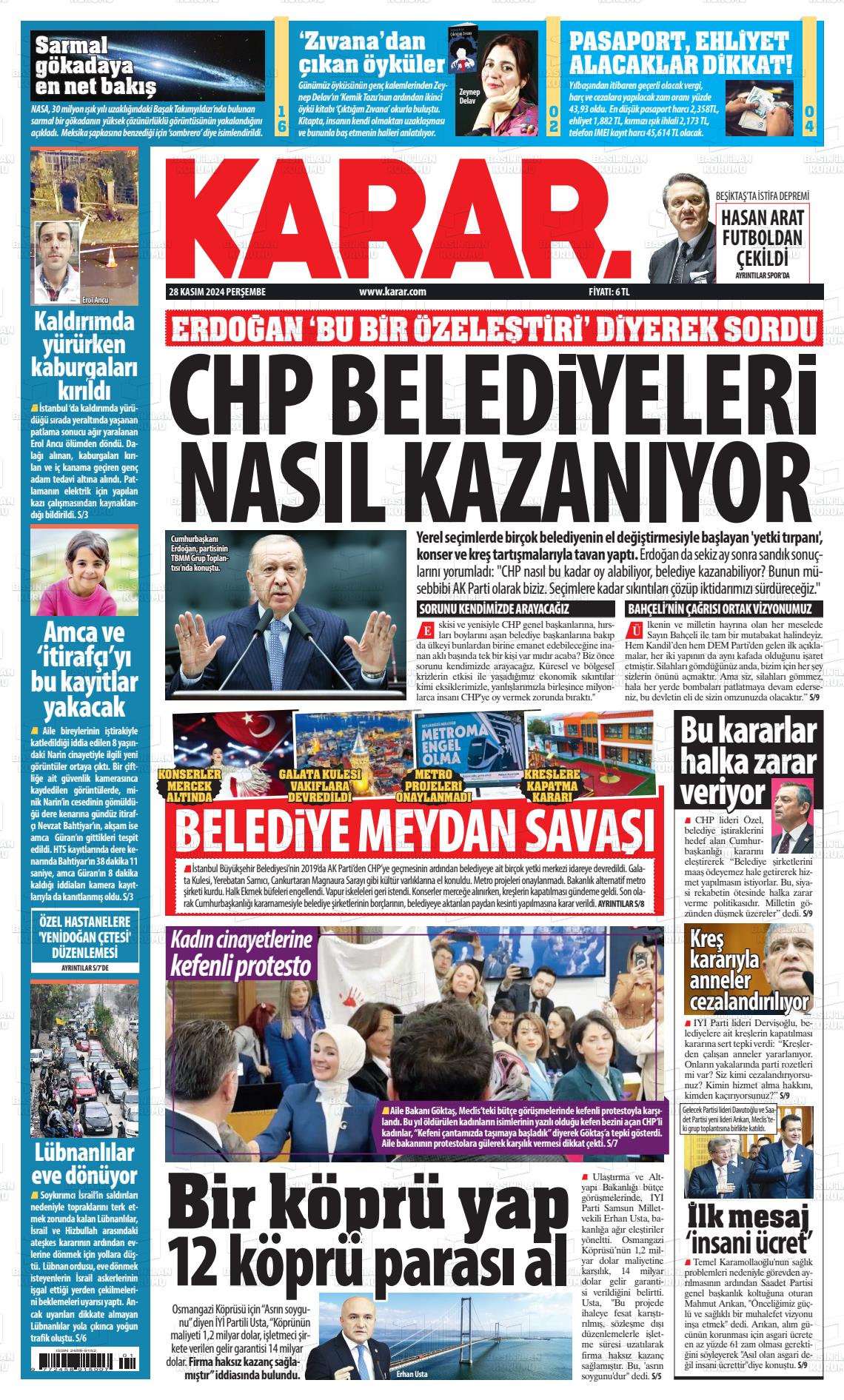 19 Aralık 2024 Karar Gazete Manşeti