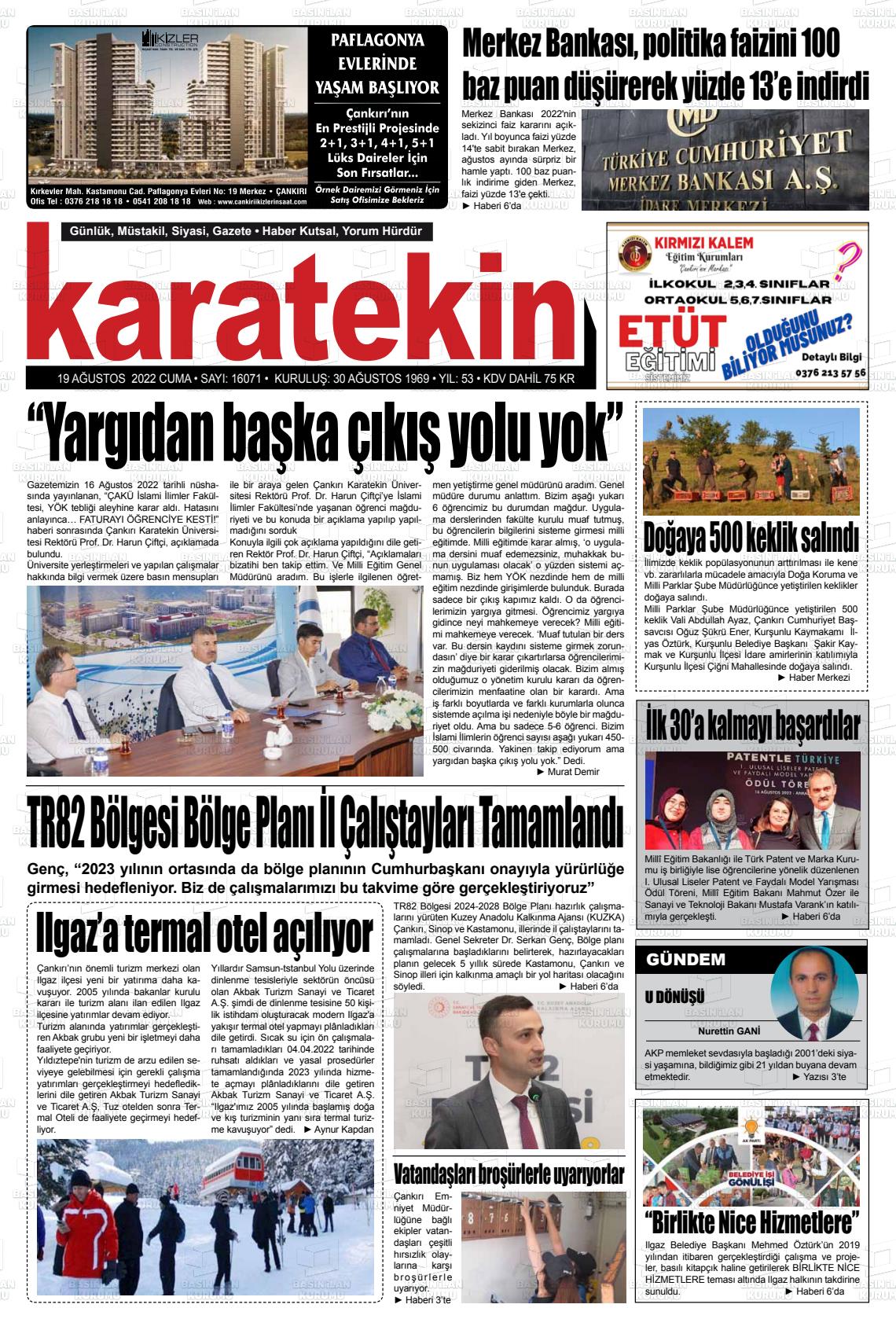 Karatekin Gazete Manşeti
